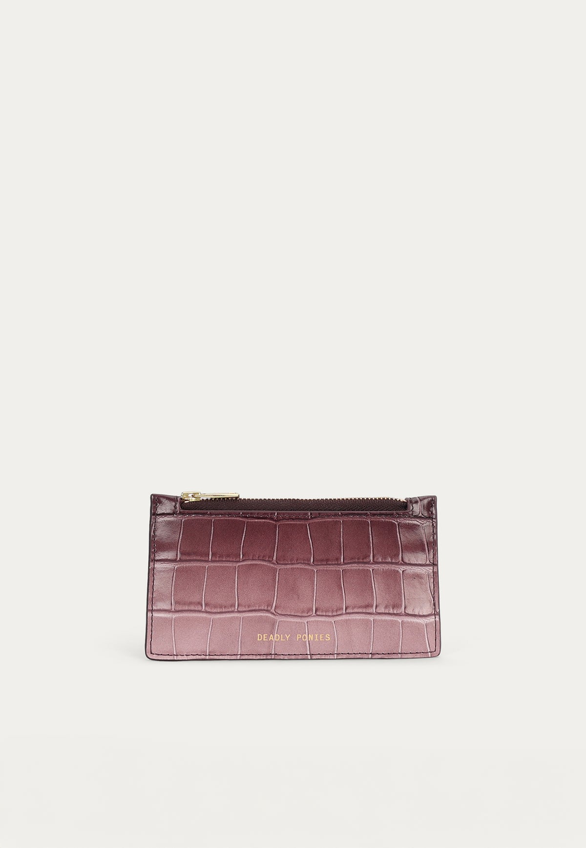 Deadly Ponies Zip Card Holder in Eclipse Croc, crafted from premium croc-embossed calf leather.