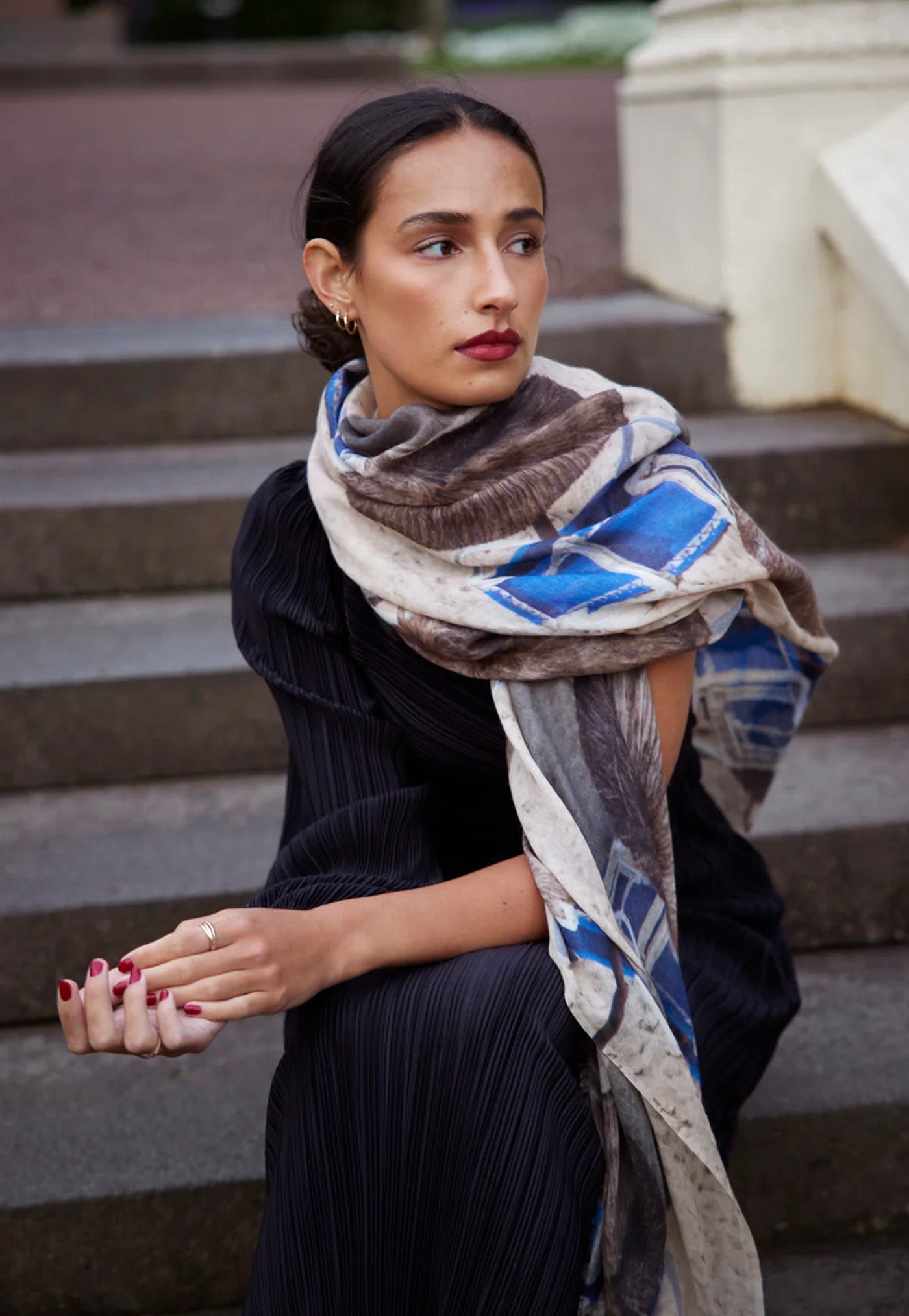 Before The Crowds Oversized Wool/Silk Scarf sold by Angel Divine