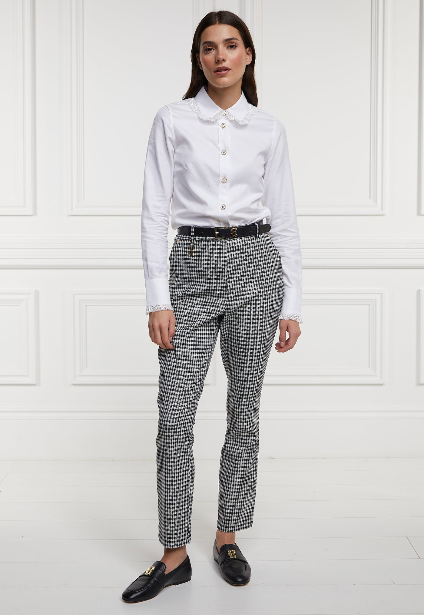 Charlton Trousers - Houndstooth Gold sold by Angel Divine
