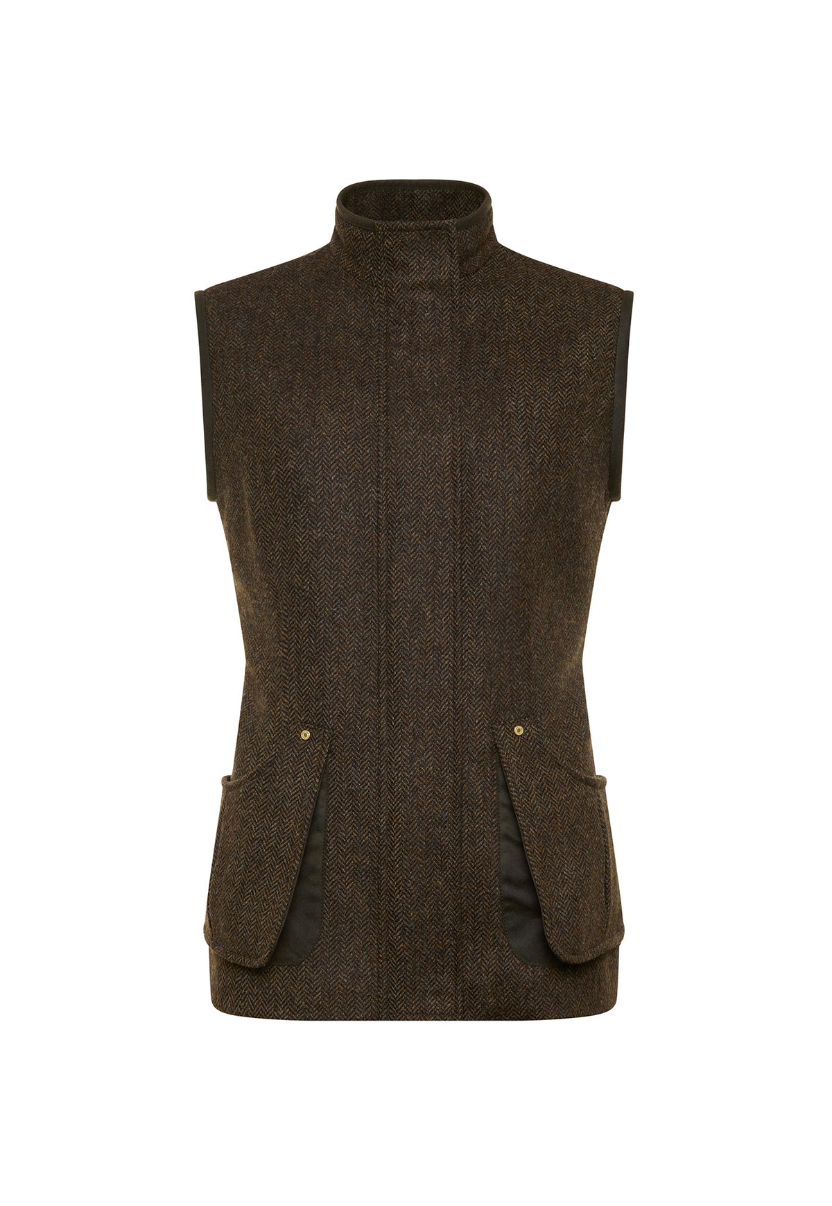 Country Classic Tweed Gilet - Dark Green Herringbone