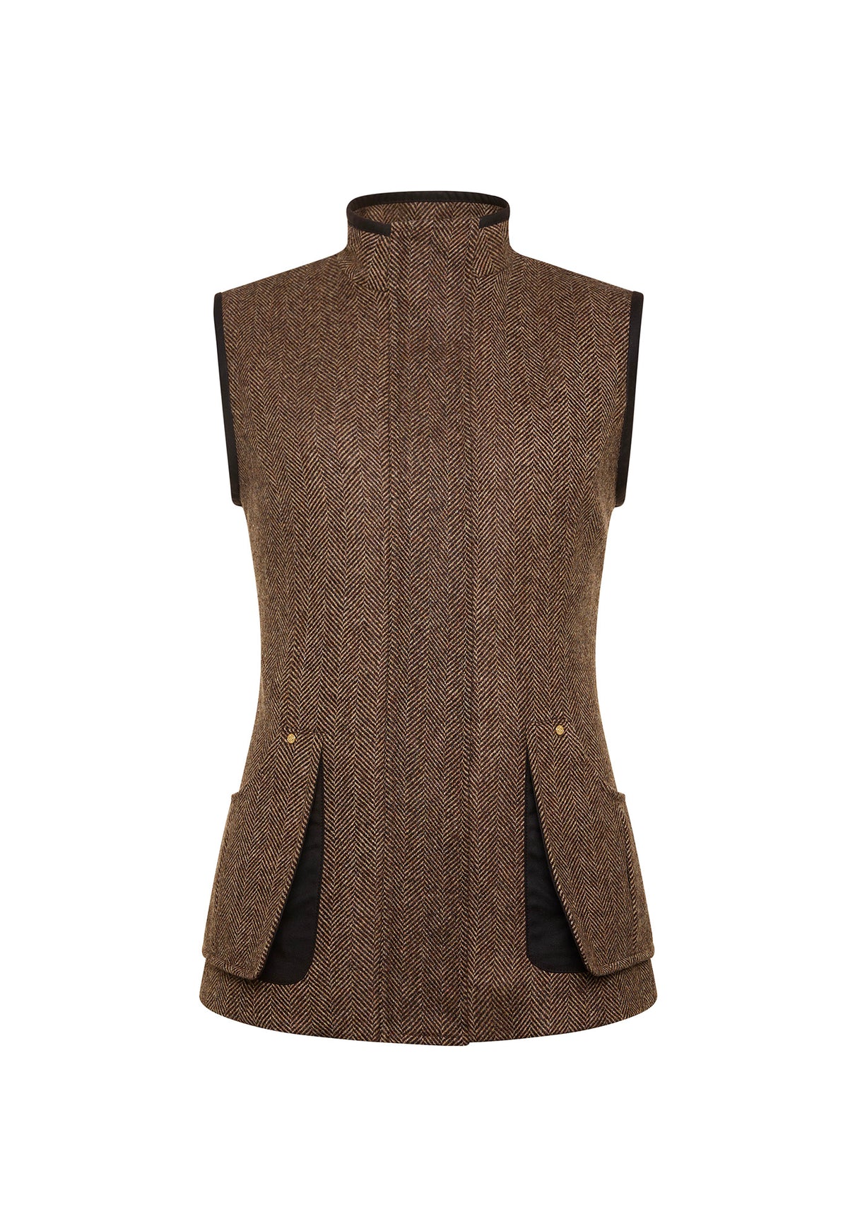 Country Classic Tweed Gilet - Large Scale Brown Herringbone