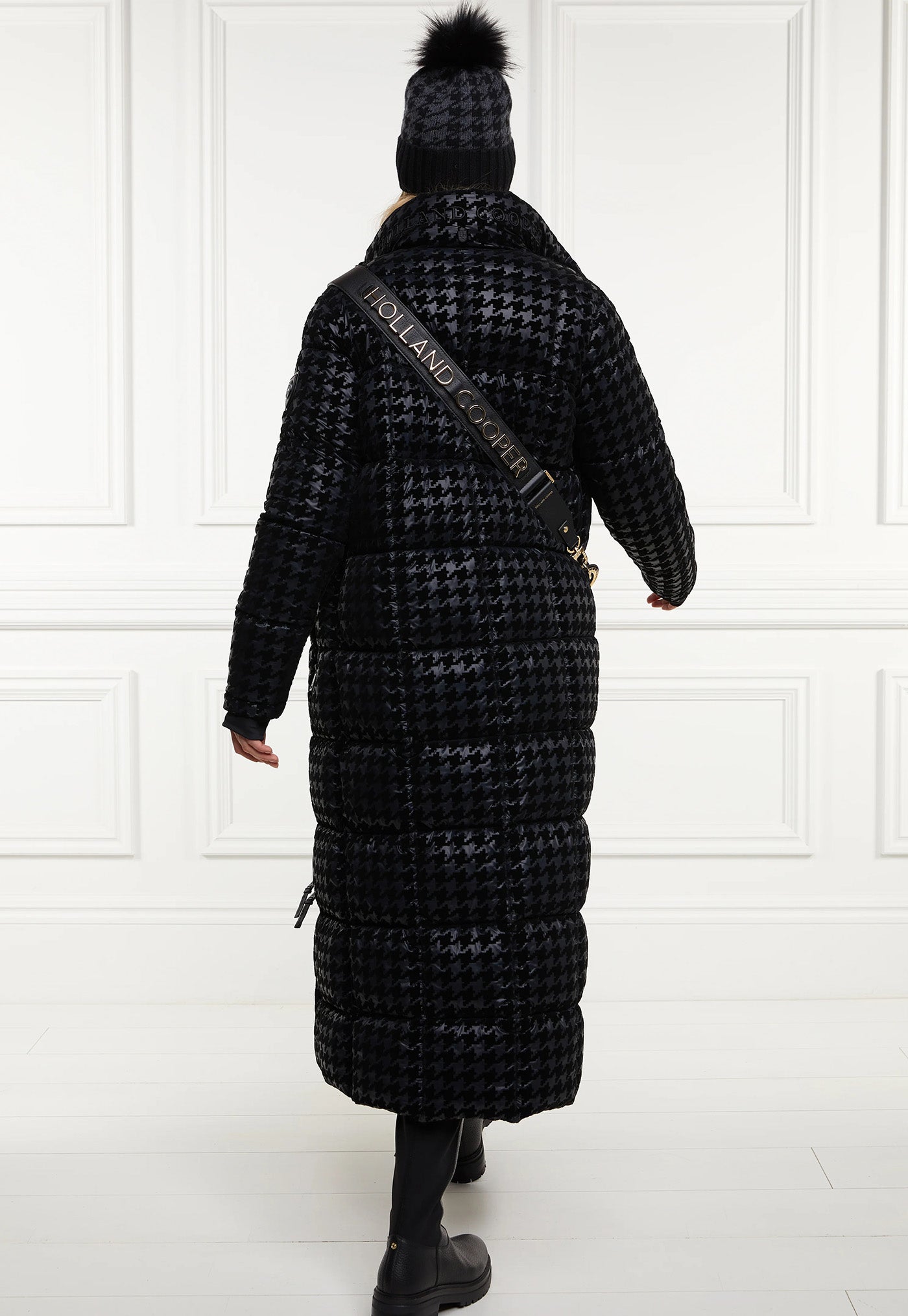 Crawford Longline Coat - Mono Houndstooth sold by Angel Divine