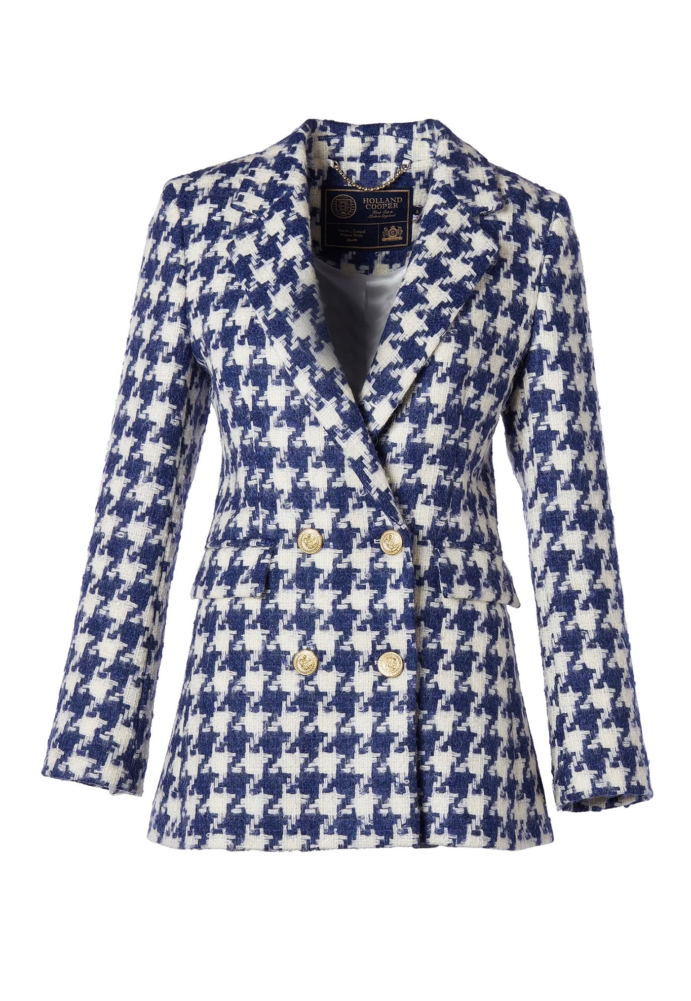 Double Breasted Blazer - Large Scale Navy Houndstooth sold by Angel Divine