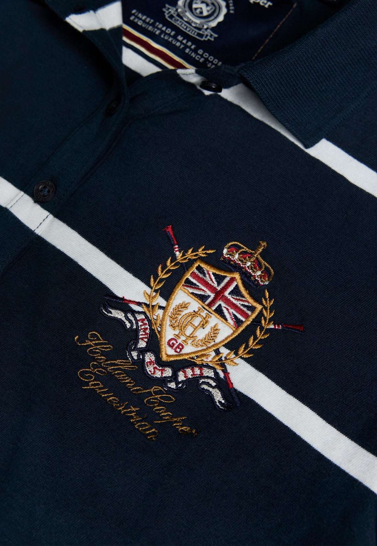 Heritage Short Sleeve Stripe Polo Shirt - Ink Navy