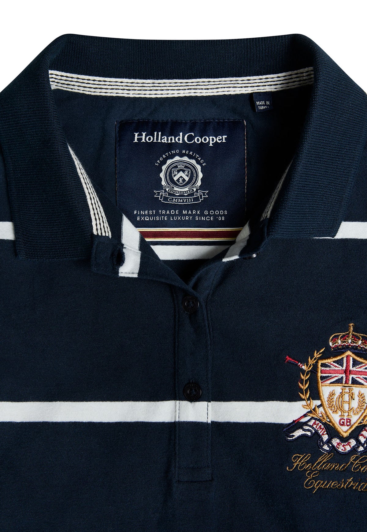 Heritage Short Sleeve Stripe Polo Shirt - Ink Navy
