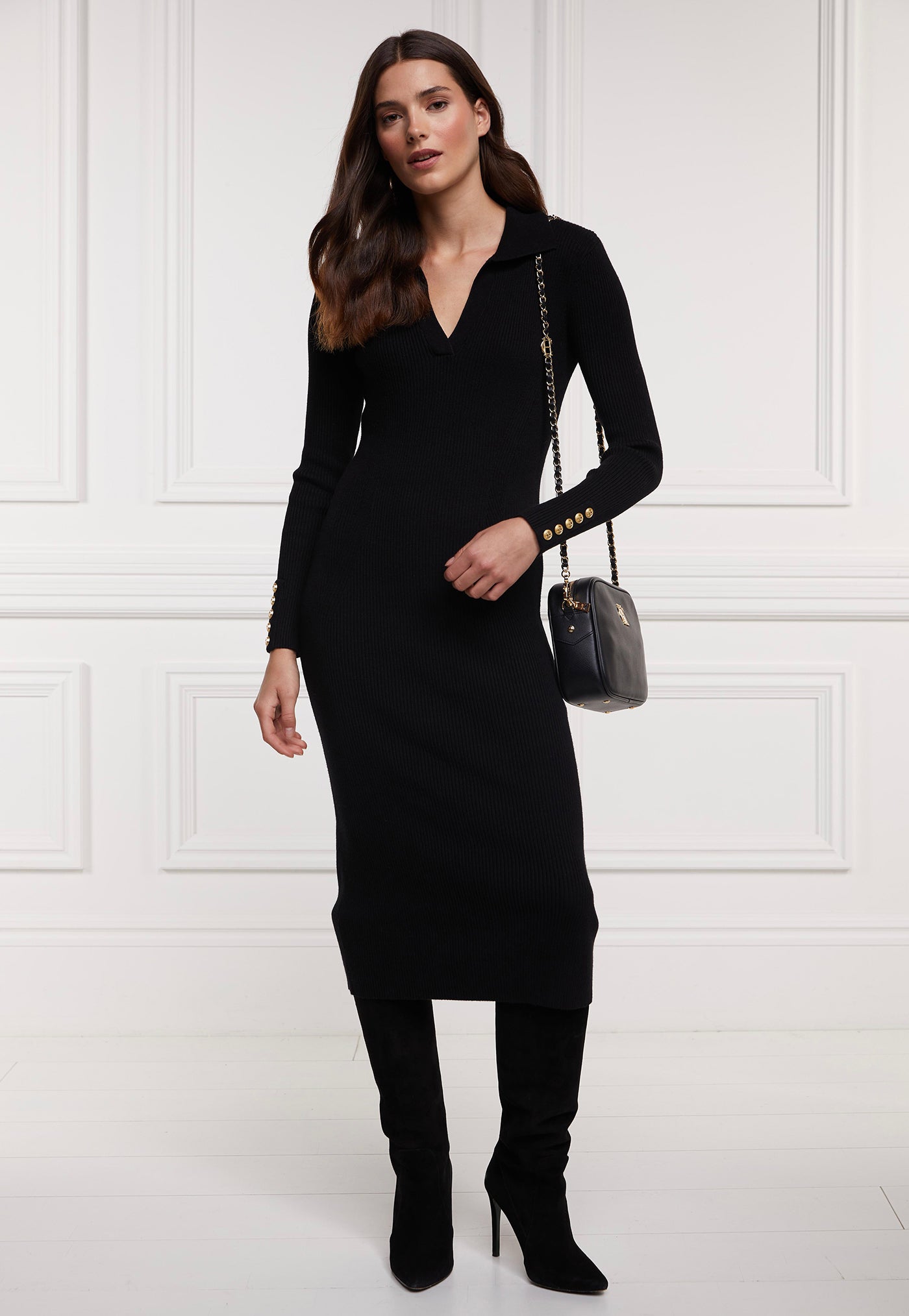 Knitted Shirt Dress - Black sold by Angel Divine