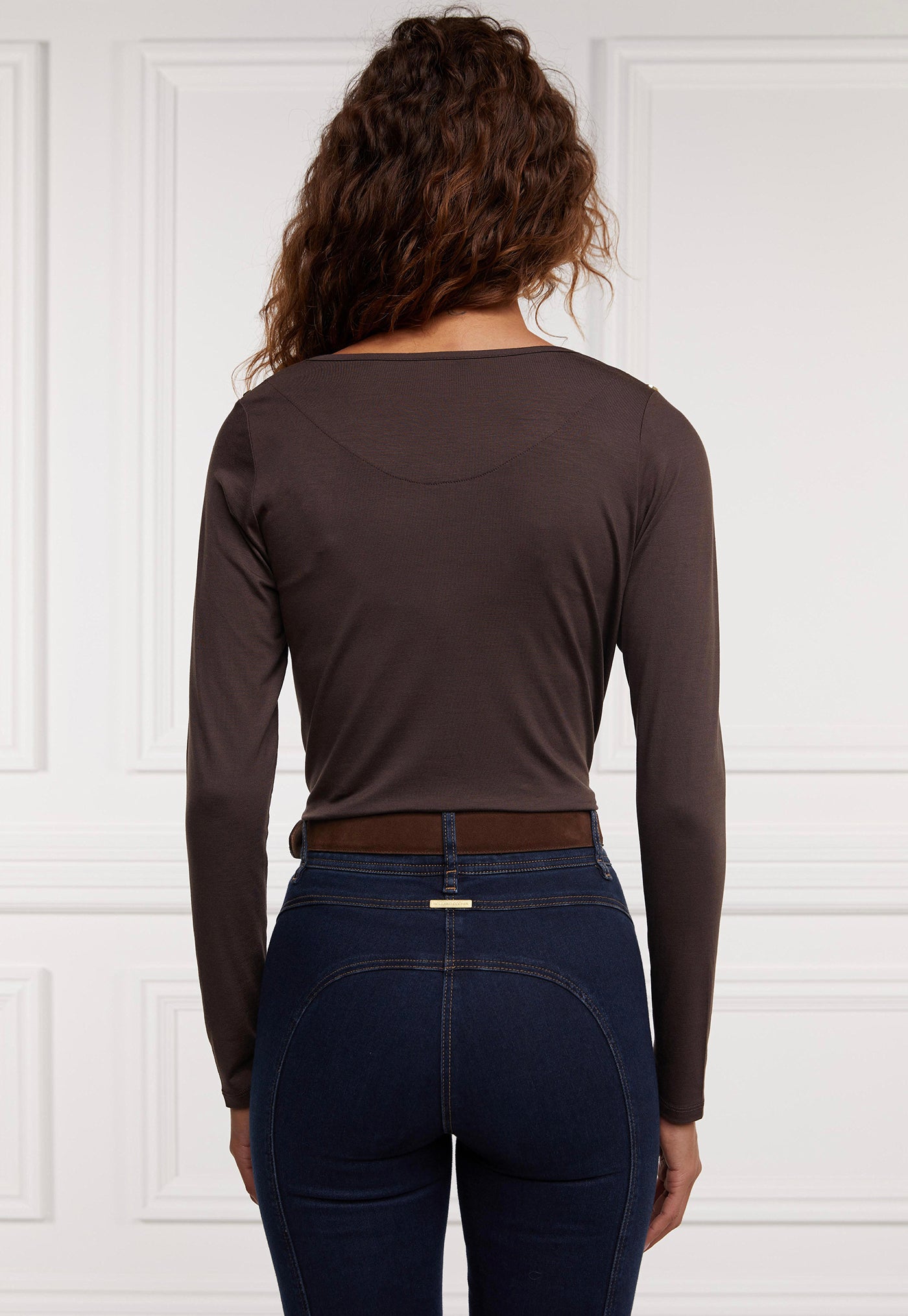 Long Sleeve V Neck Tee - Coffee sold by Angel Divine