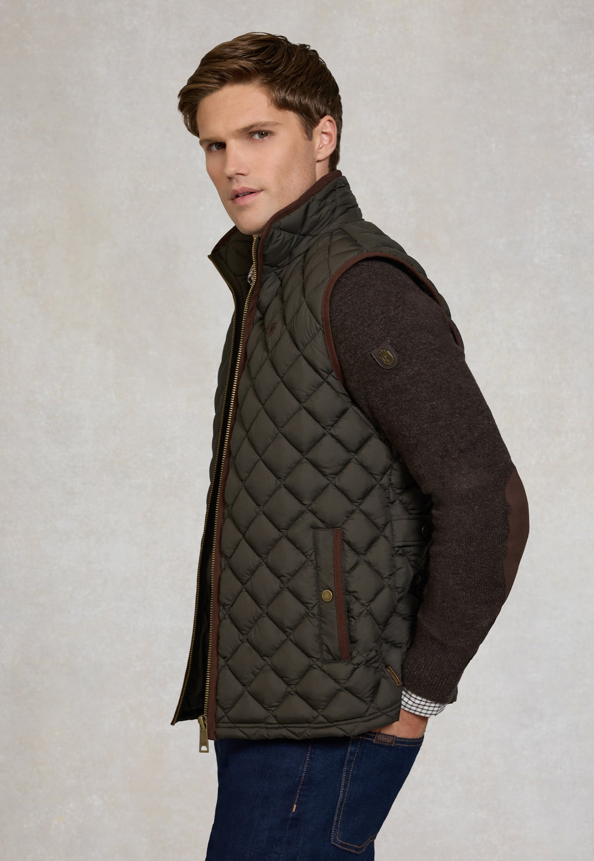 Men's Country Quilted Gilet - Khaki