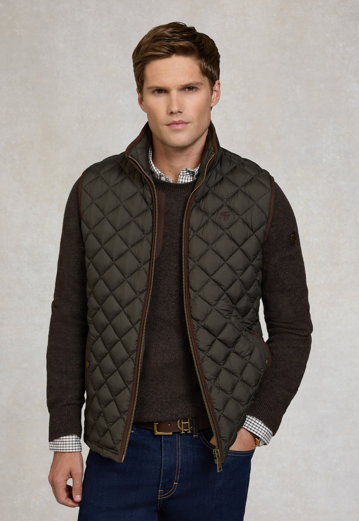Men's Country Quilted Gilet - Khaki
