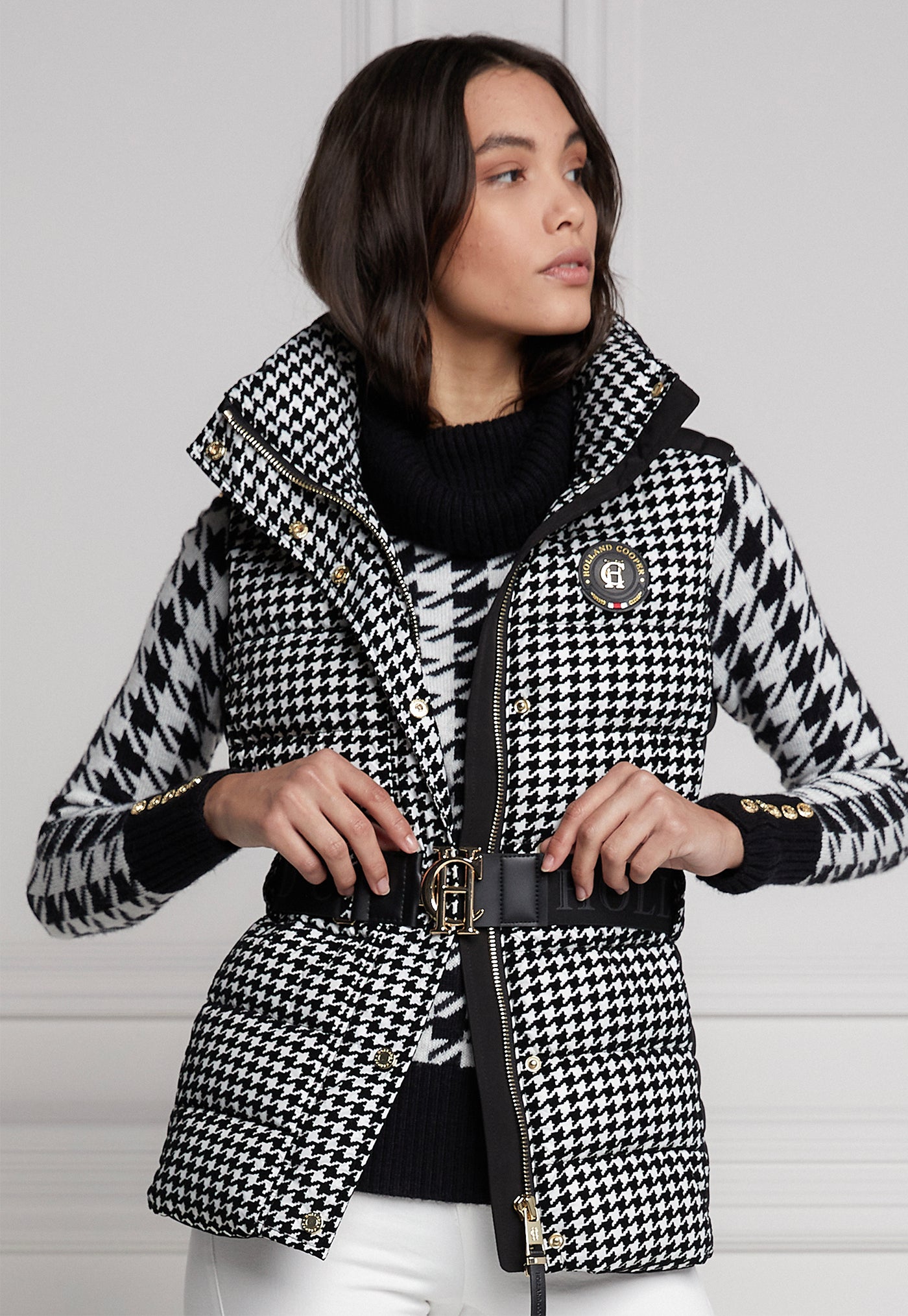 Valais Quilted Gilet - Houndstooth sold by Angel Divine