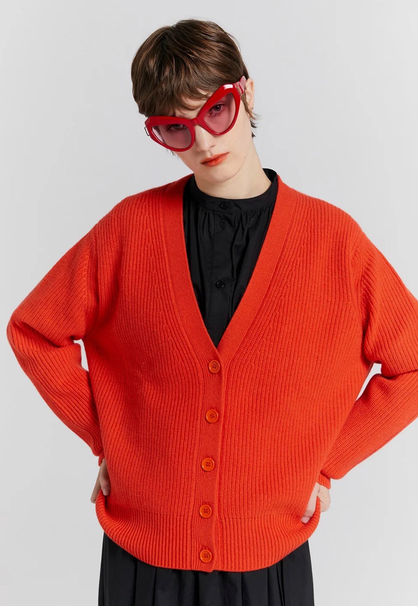 Bessie Cashmere Cardigan - Flame sold by Angel Divine