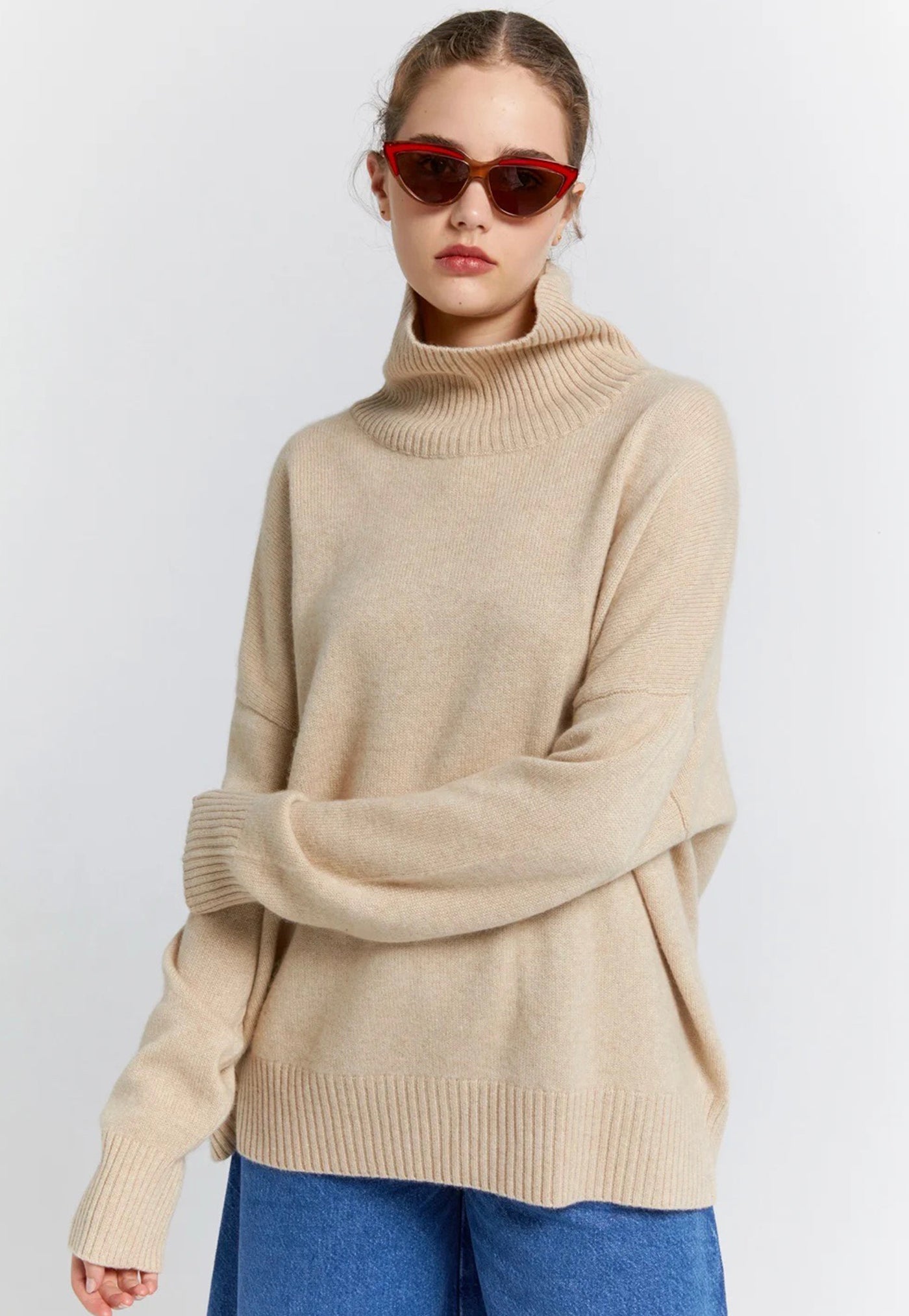 Carmen Turtleneck Sweater - Oat sold by Angel Divine