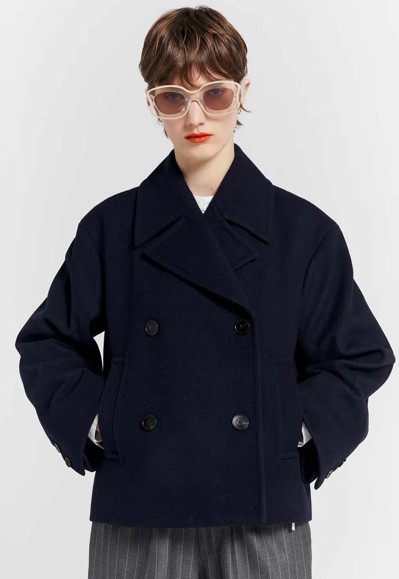 Cropped Peacoat - Navy sold by Angel Divine