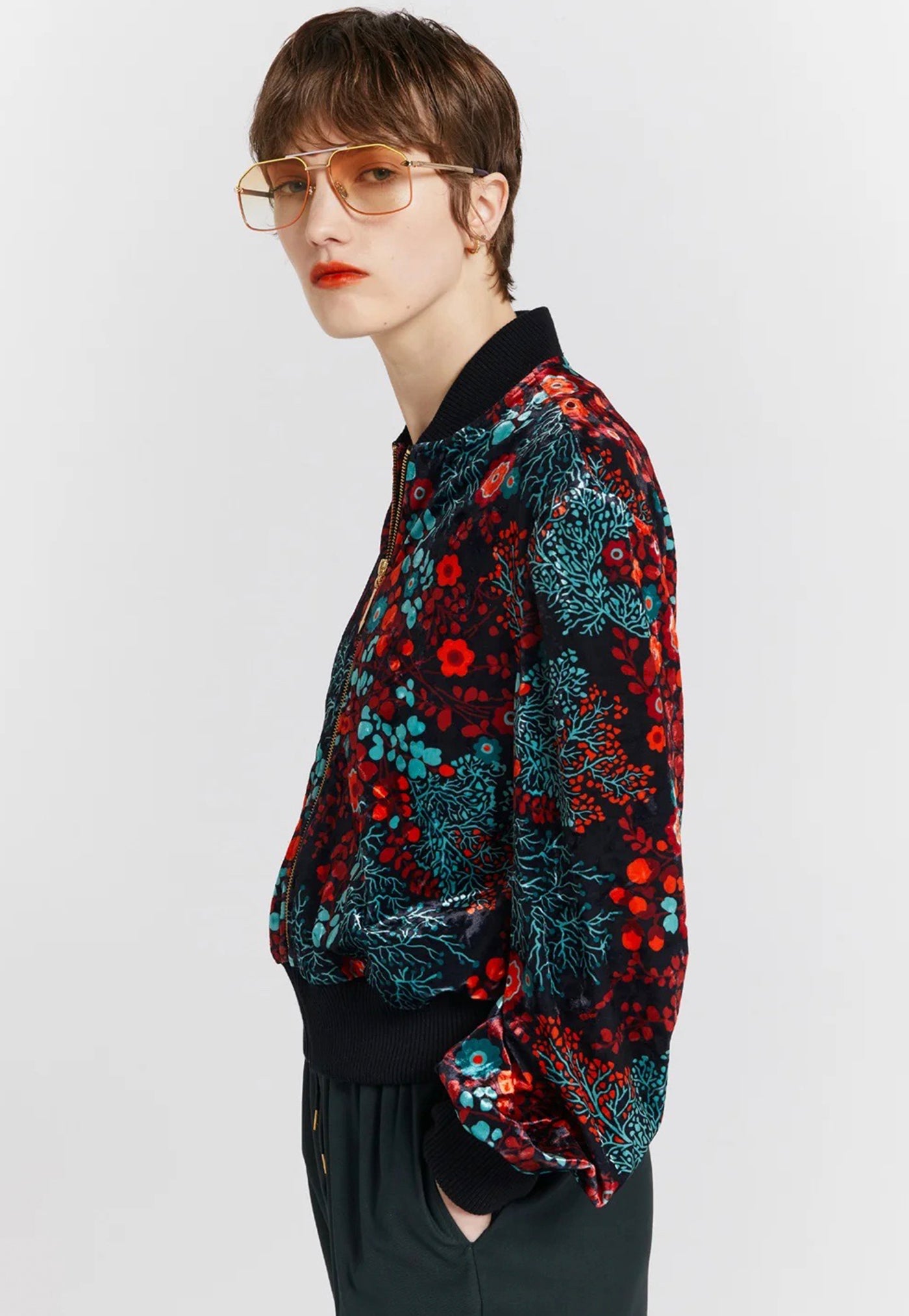 Electric Velvet Bomber Jacket - Electric Meadow sold by Angel Divine