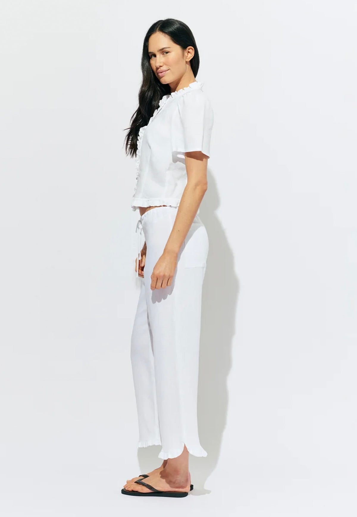 Arlo Linen Top - White