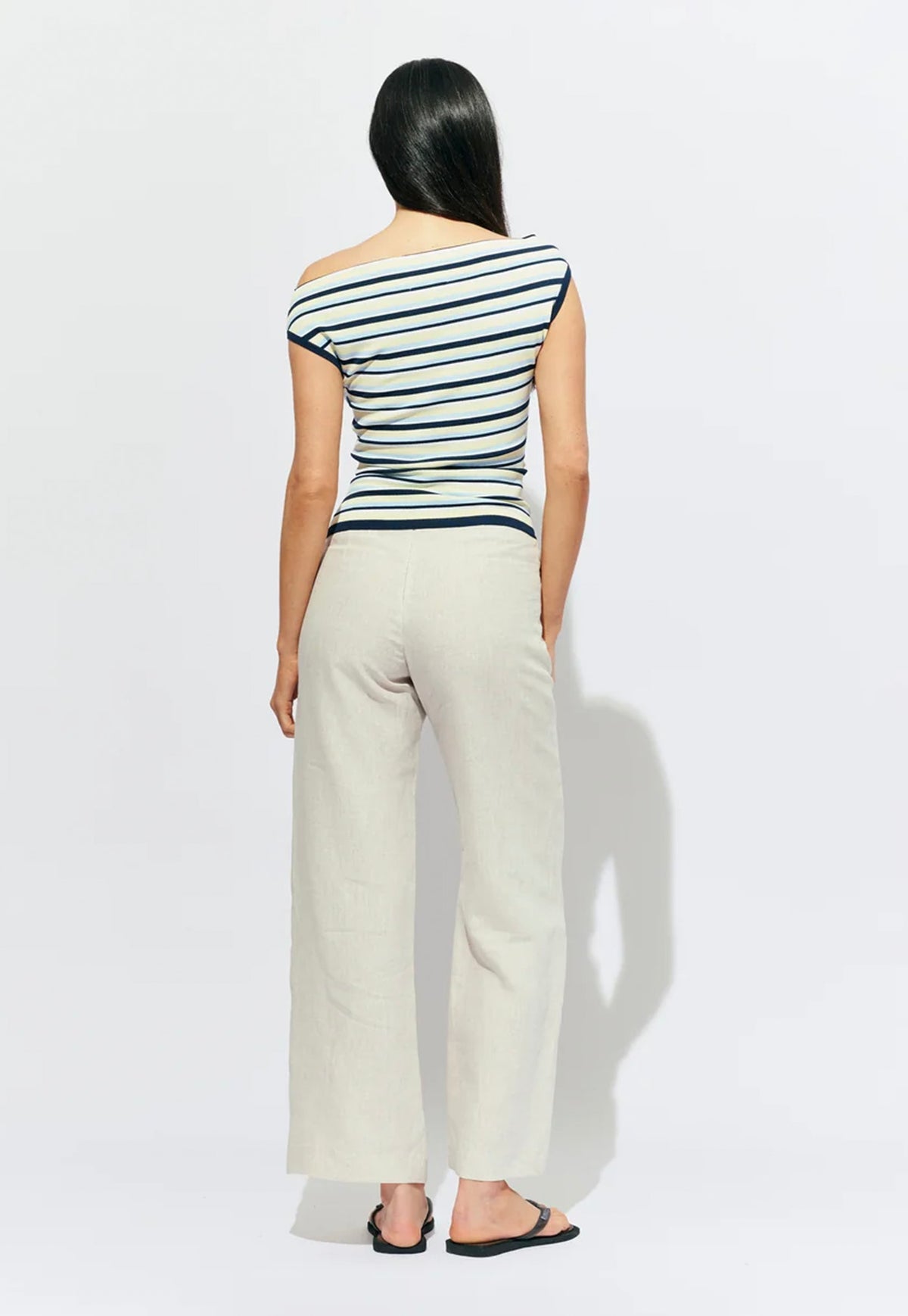 Emma Knit Top - Lemon Navy Stripe