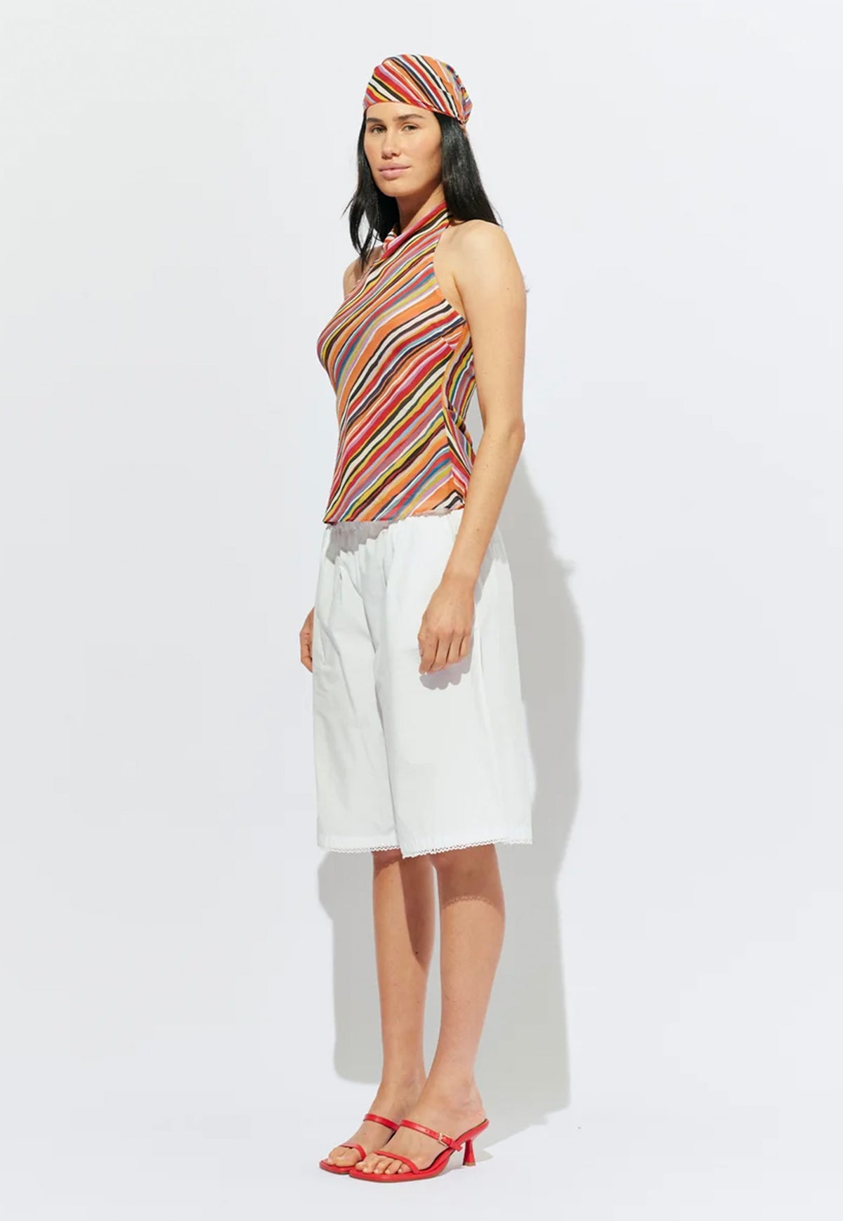 Madrid Halter Top - Liquorice Stripe