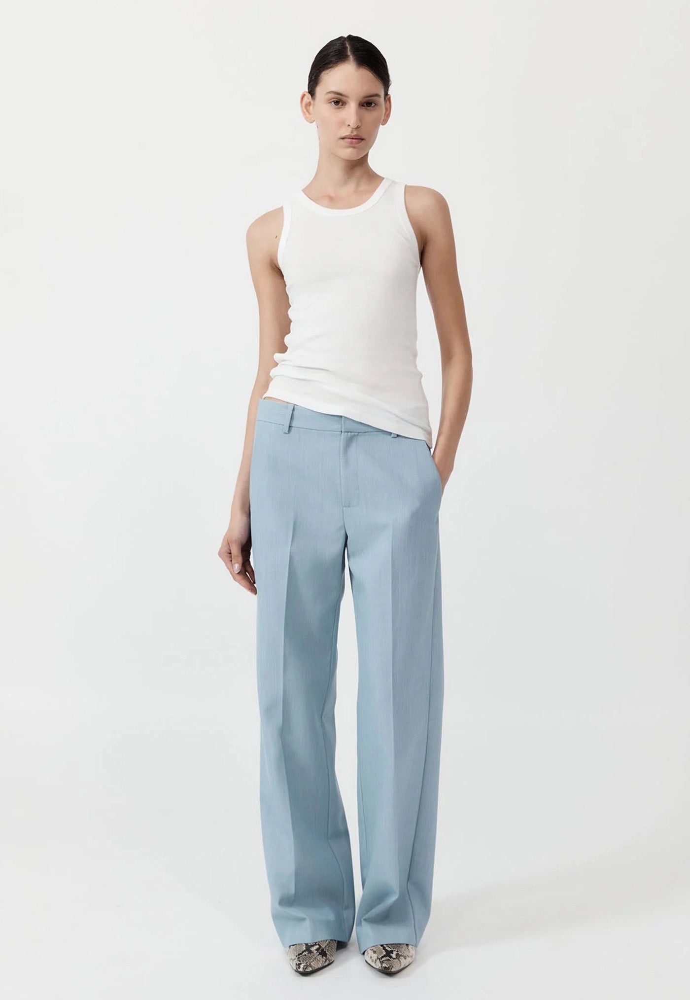 Carter Trousers - Stone Blue sold by Angel Divine