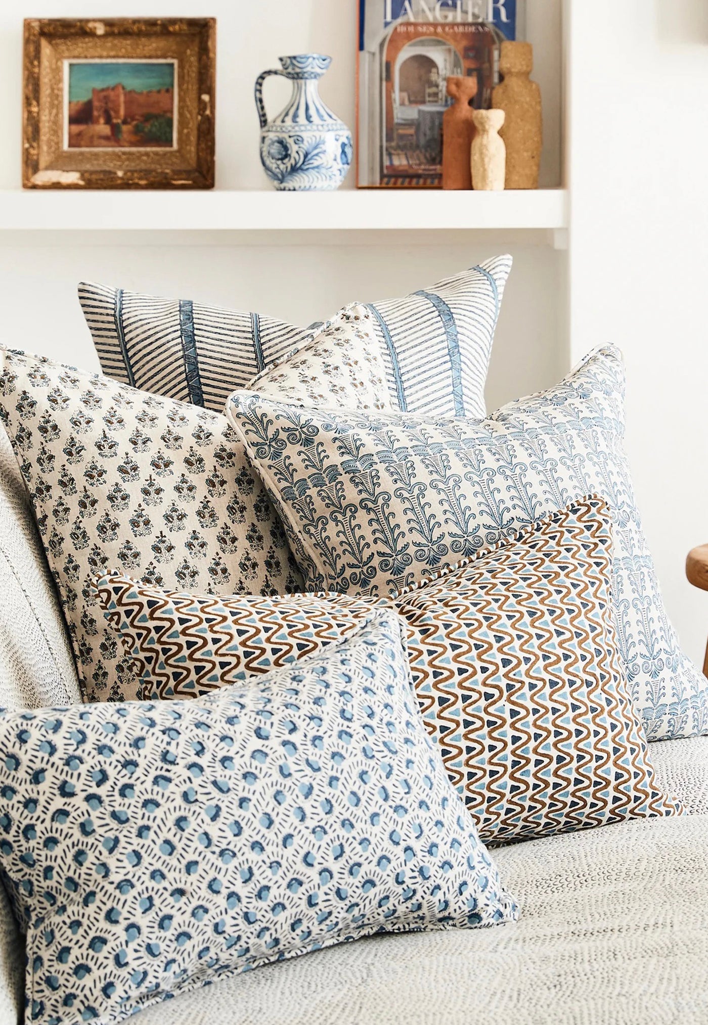 Santorini Azure Linen Cushion 50x50cm sold by Angel Divine