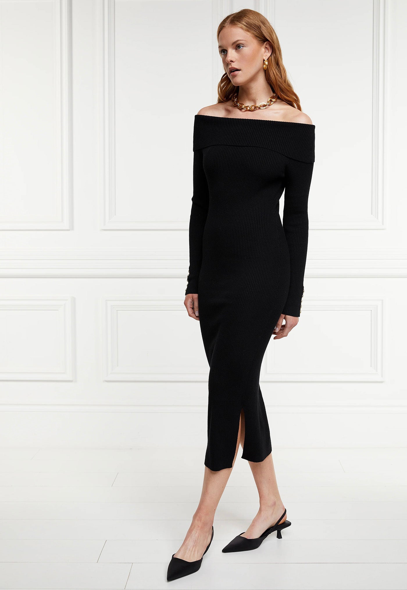 Bardot Midi Dress - Black sold by Angel Divine