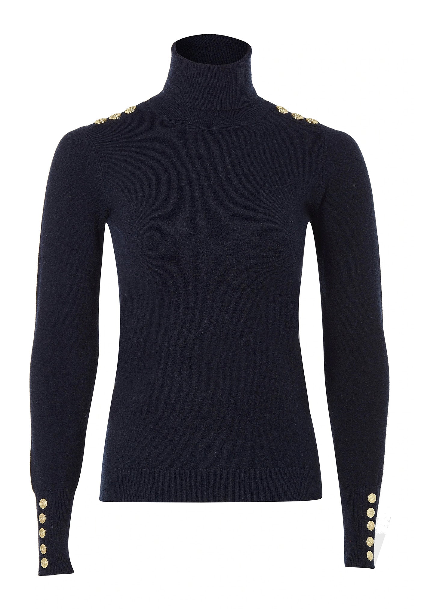 Buttoned Knit Roll Neck - Ink Navy sold by Angel Divine