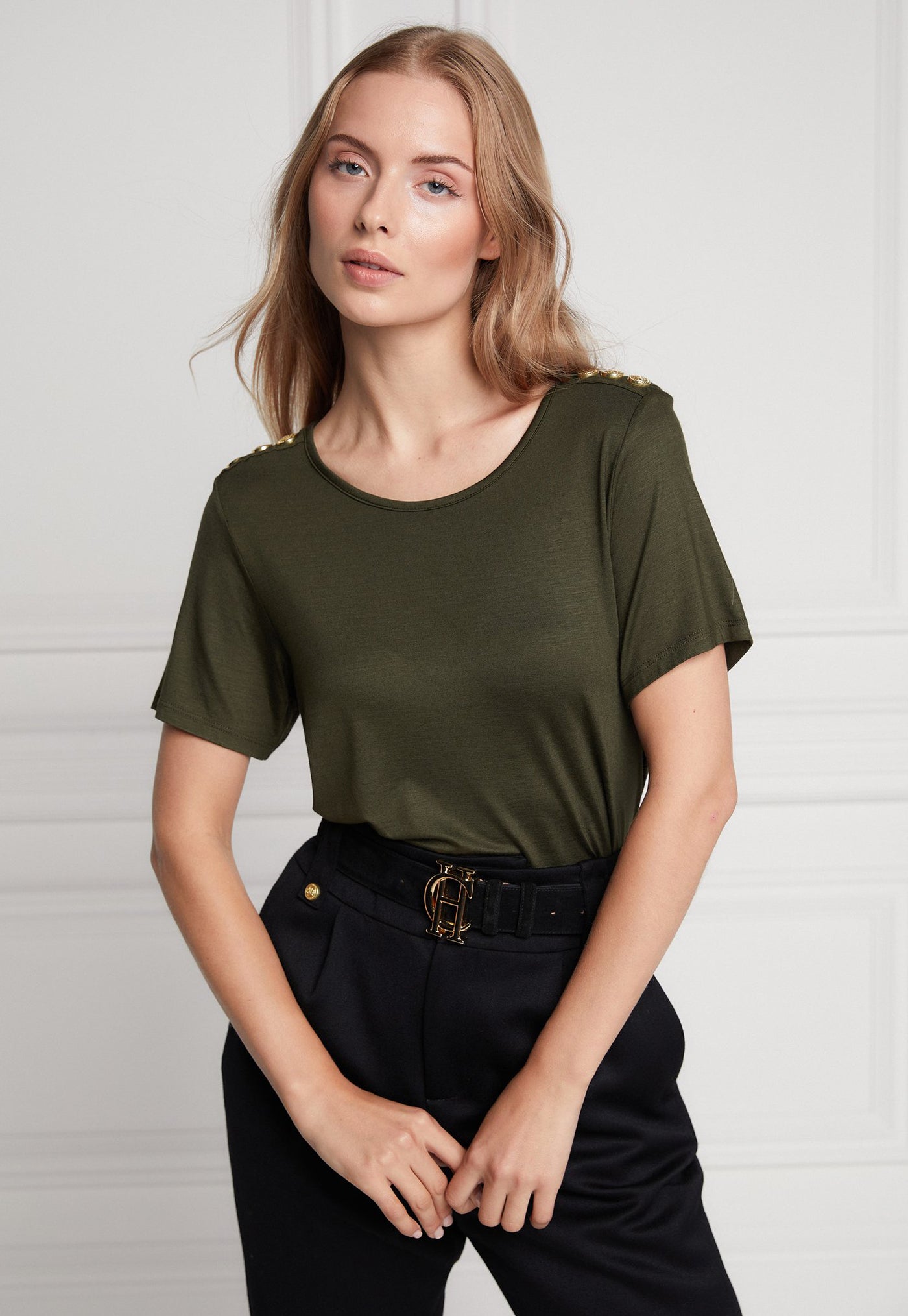 Relaxed Fit Crew Neck Tee - Khaki sold by Angel Divine