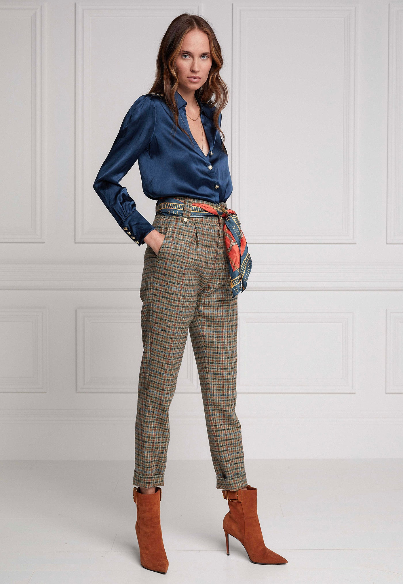 High Waisted Peg Trouser - Bredon Tweed sold by Angel Divine