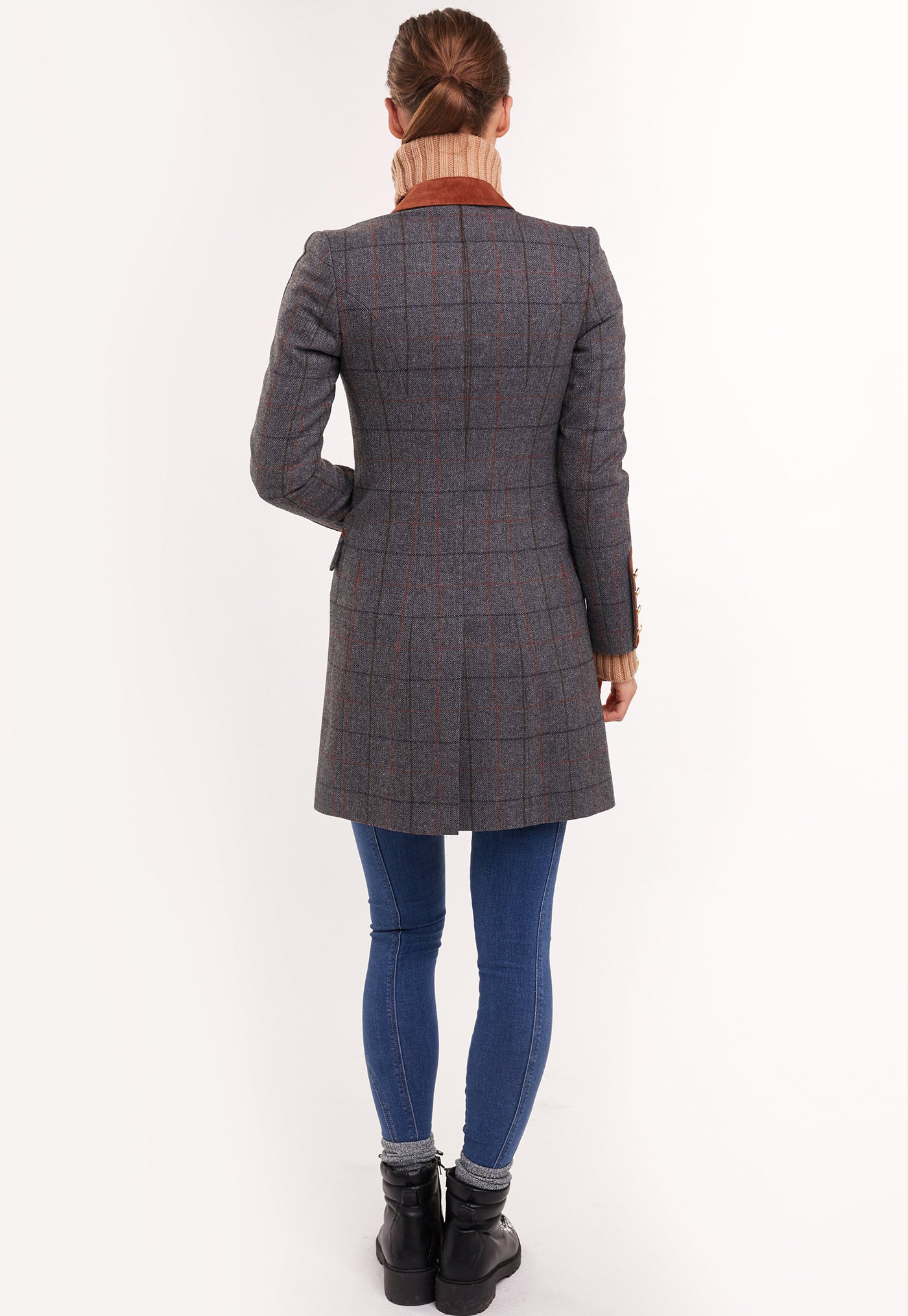 Kempton Coat - Mid Blue Check sold by Angel Divine