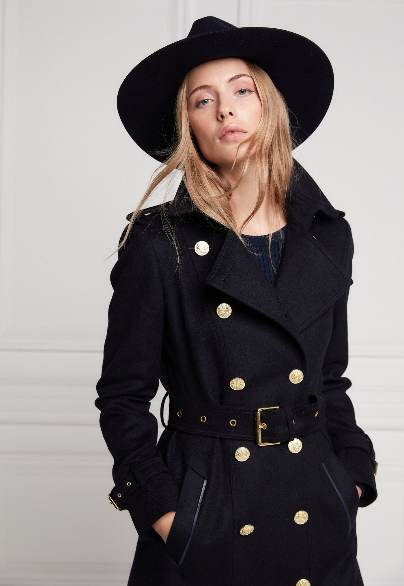 Marlborough Trench Coat - Soft Navy sold by Angel Divine