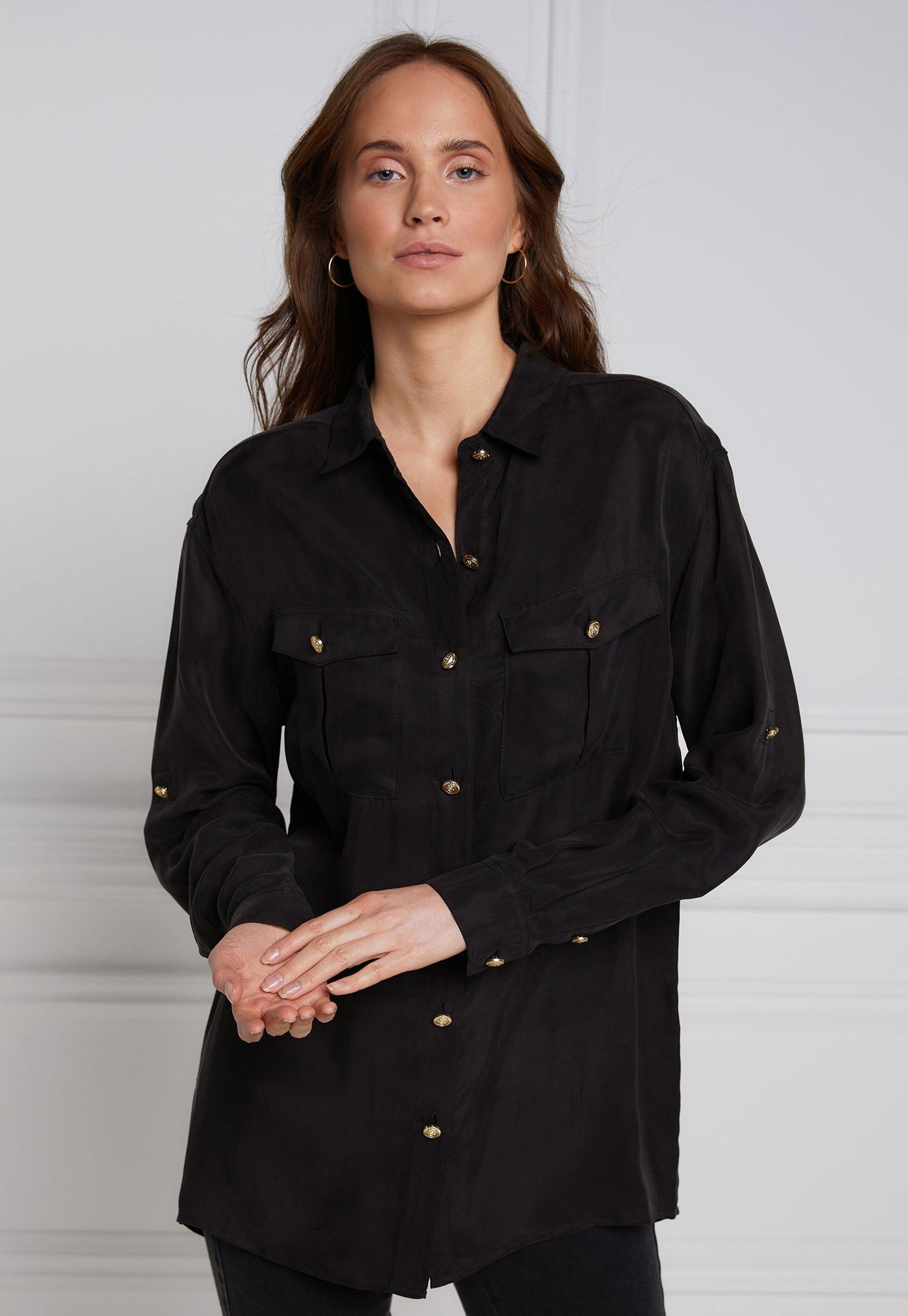 Relaxed Fit Military Shirt - Black sold by Angel Divine