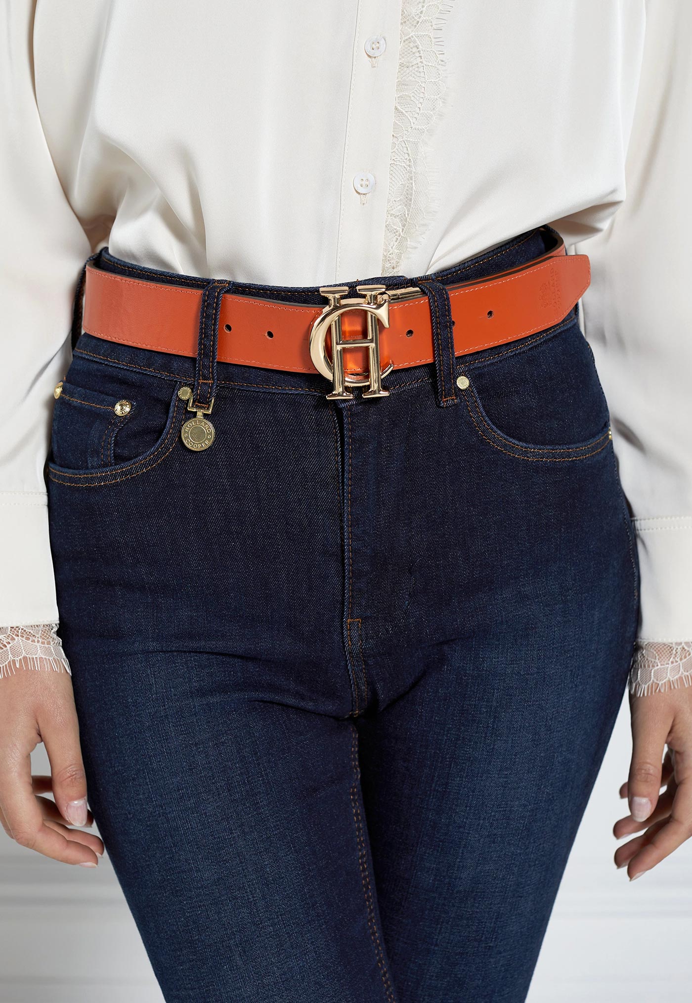 HC Classic Reversible Belt - Burnt Orange/Chocolate Croc sold by Angel Divine