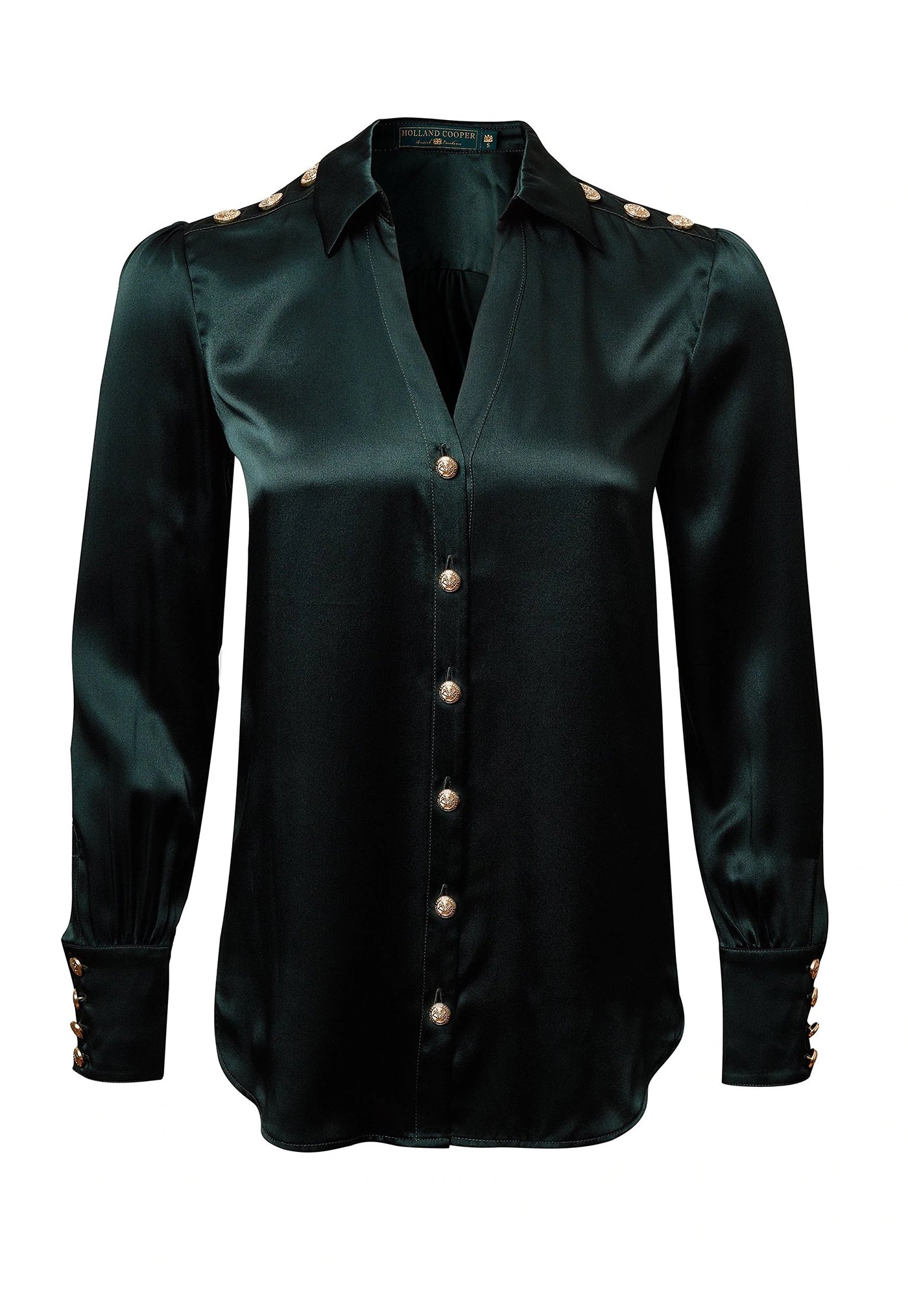 Silk V Neck Blouse - Emerald sold by Angel Divine