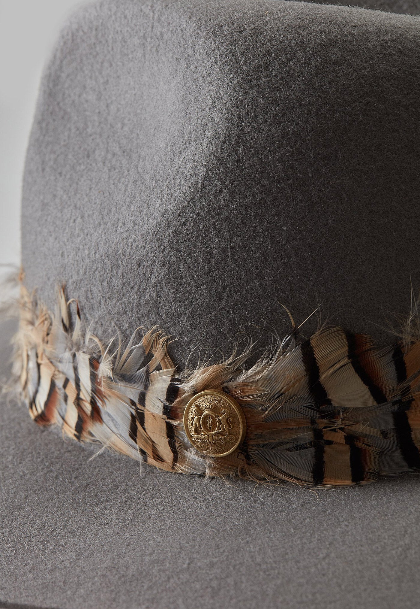 Trilby Hat Double Feather Band - Light Grey sold by Angel Divine