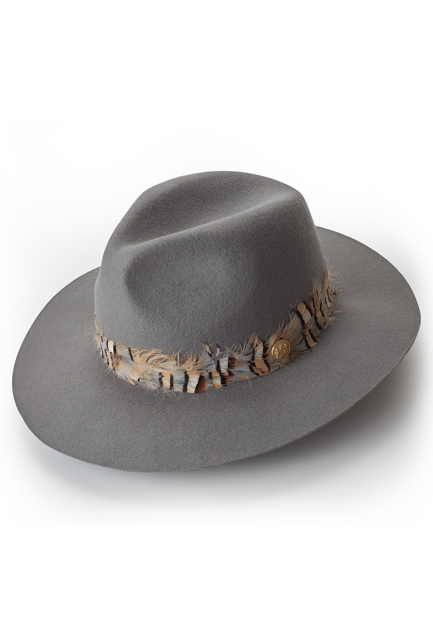 Trilby Hat Double Feather Band - Light Grey sold by Angel Divine