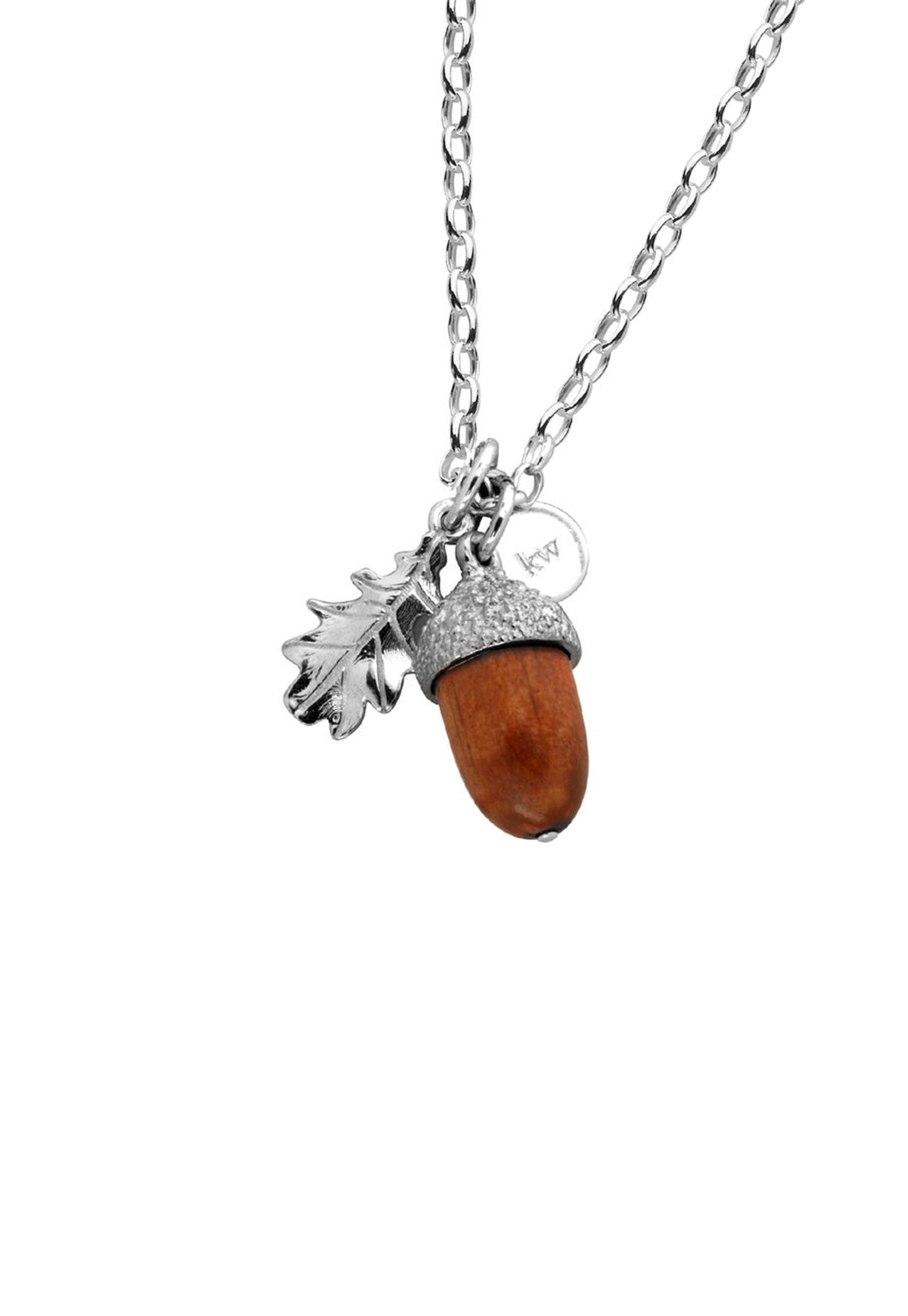 Acorn & Leaf Pendant with Wood sold by Angel Divine