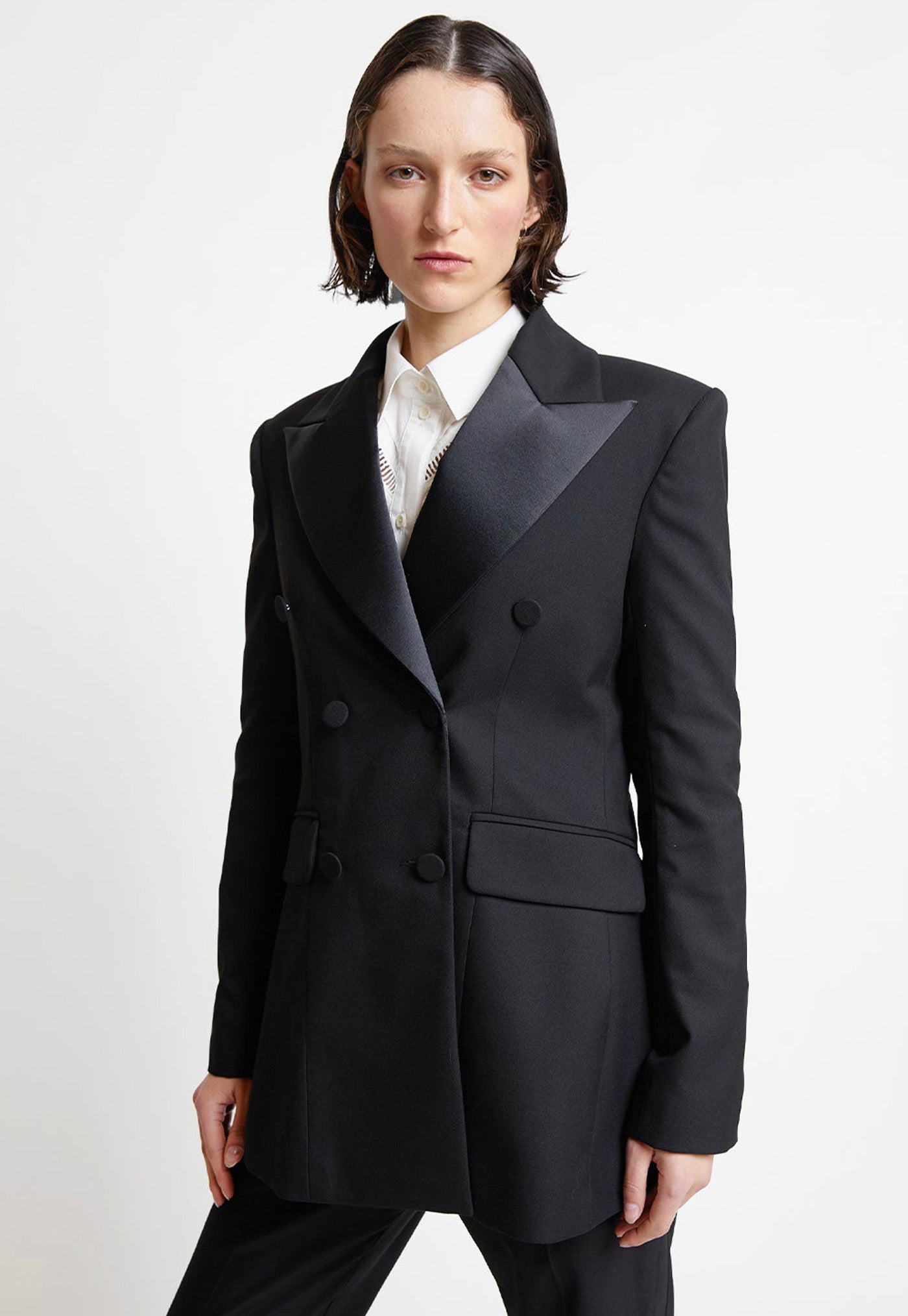 Tuxedo Double Breasted Blazer - Black sold by Angel Divine