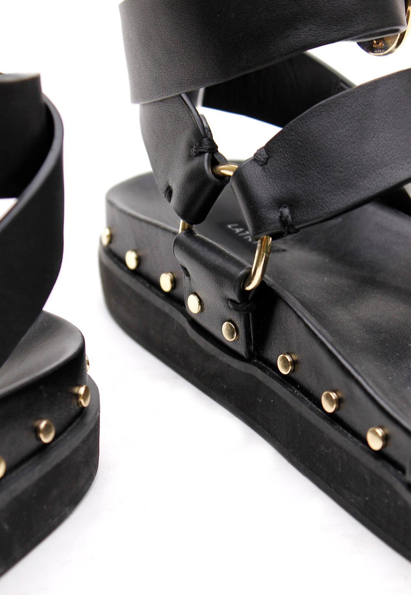 Studded Sandal - Black/Gold sold by Angel Divine