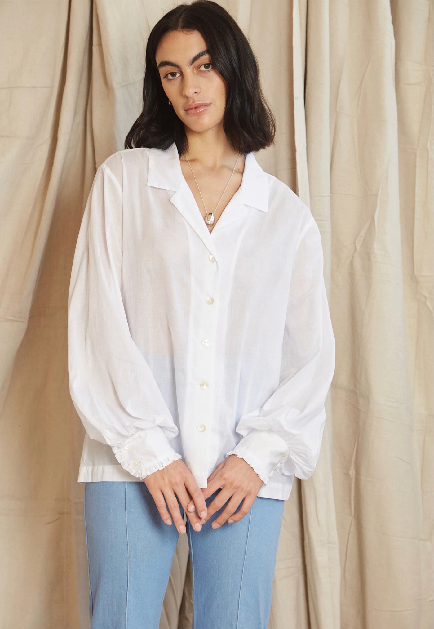 Long Celebration Top - White Cotton Voile sold by Angel Divine