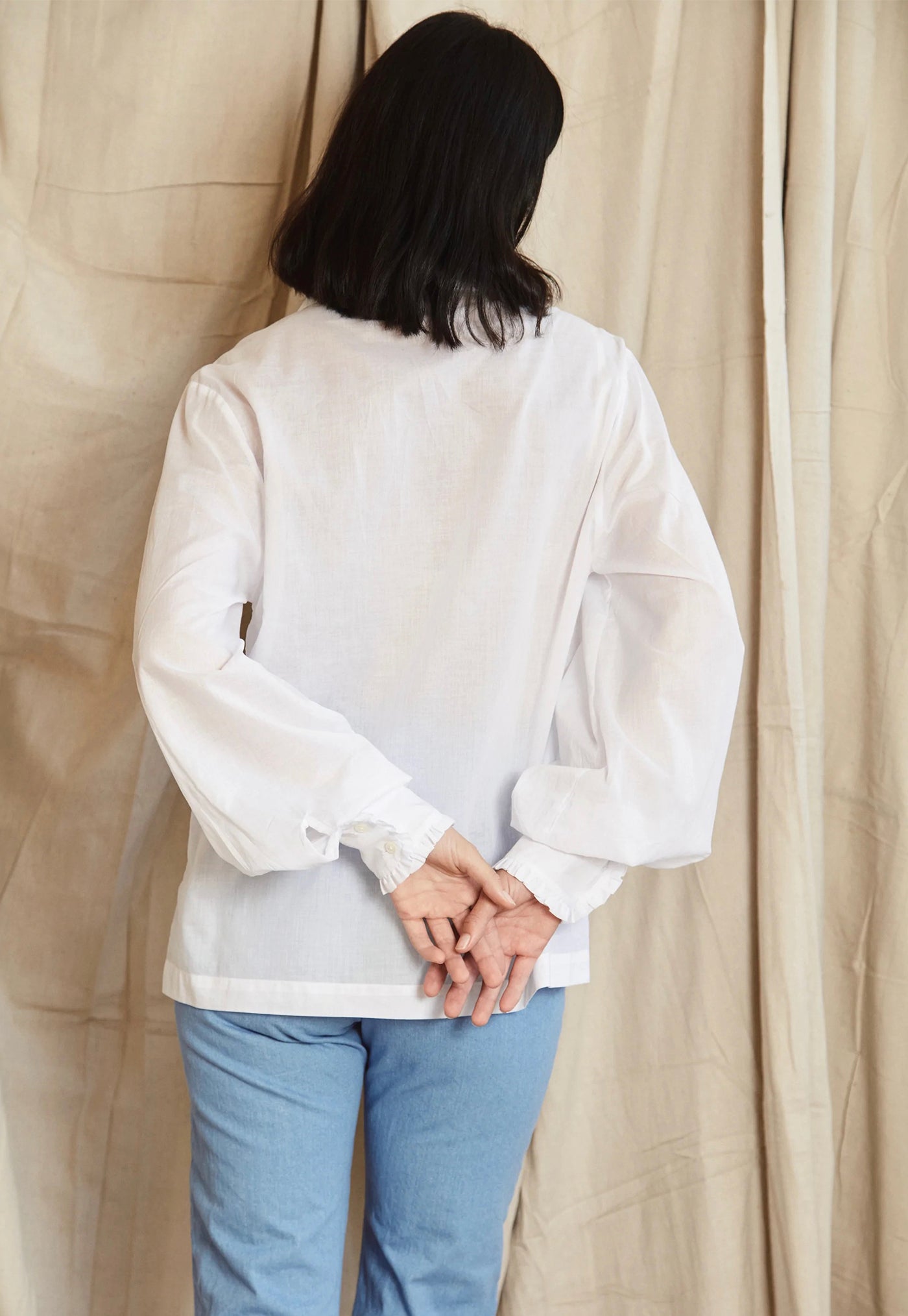 Long Celebration Top - White Cotton Voile sold by Angel Divine