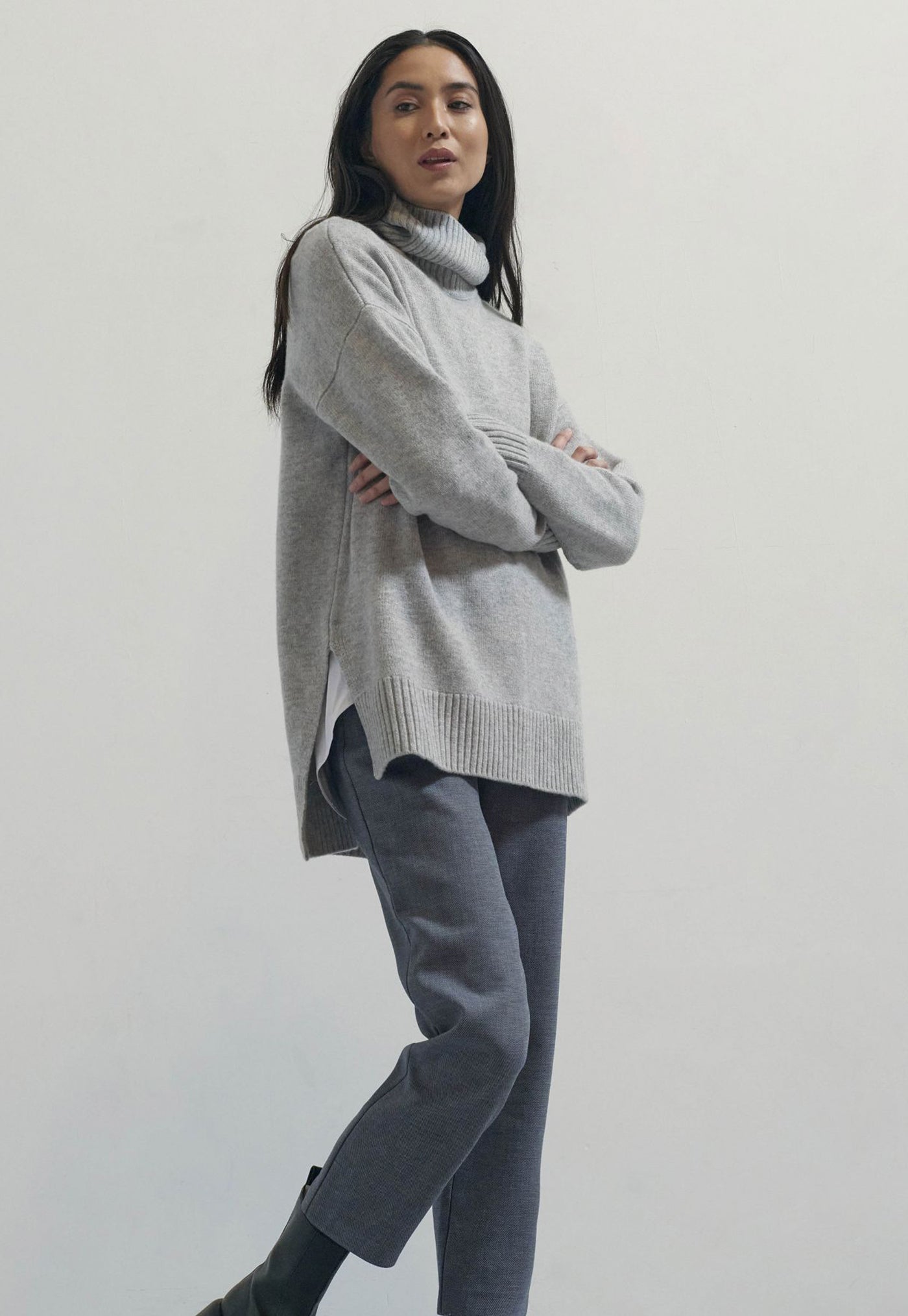 Merino Wool Turtleneck - Grey sold by Angel Divine