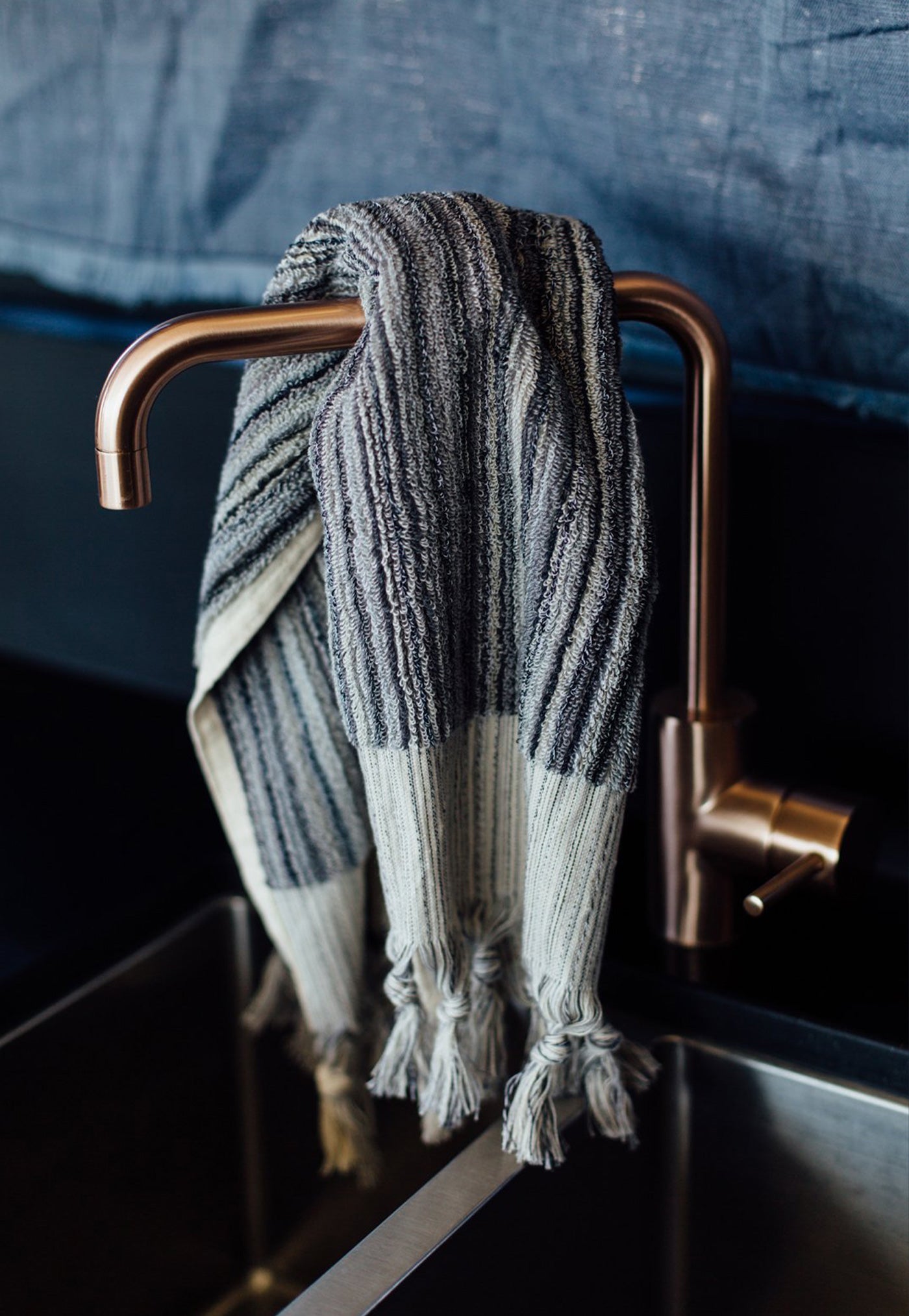 Moscow Organic Hand Towel - Grey Stripe sold by Angel Divine
