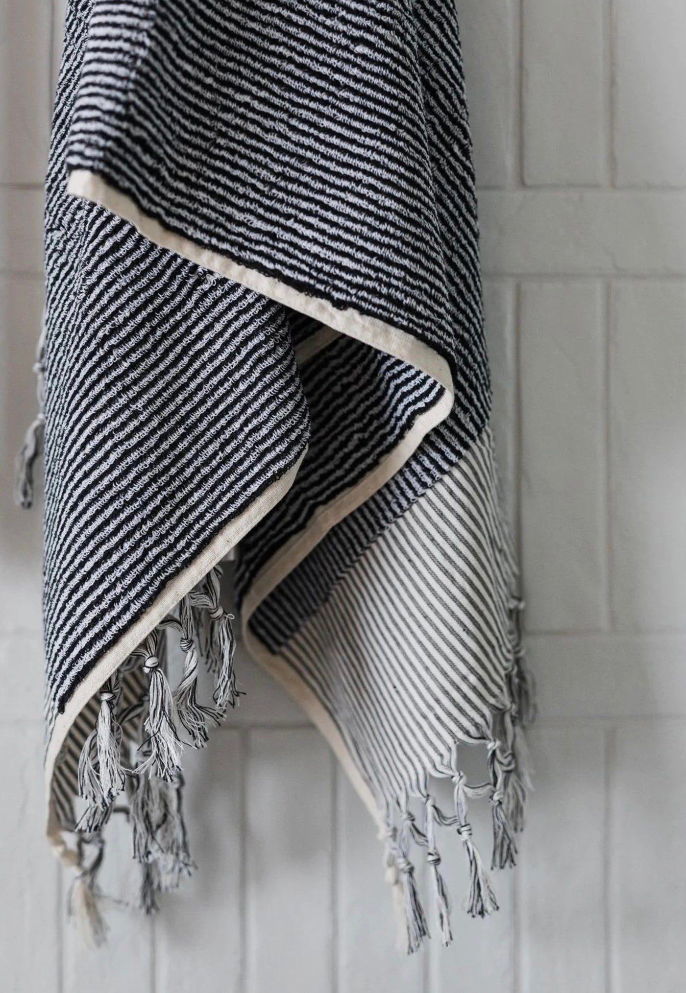 Milan Organic Bath Towel - Black Stripe sold by Angel Divine
