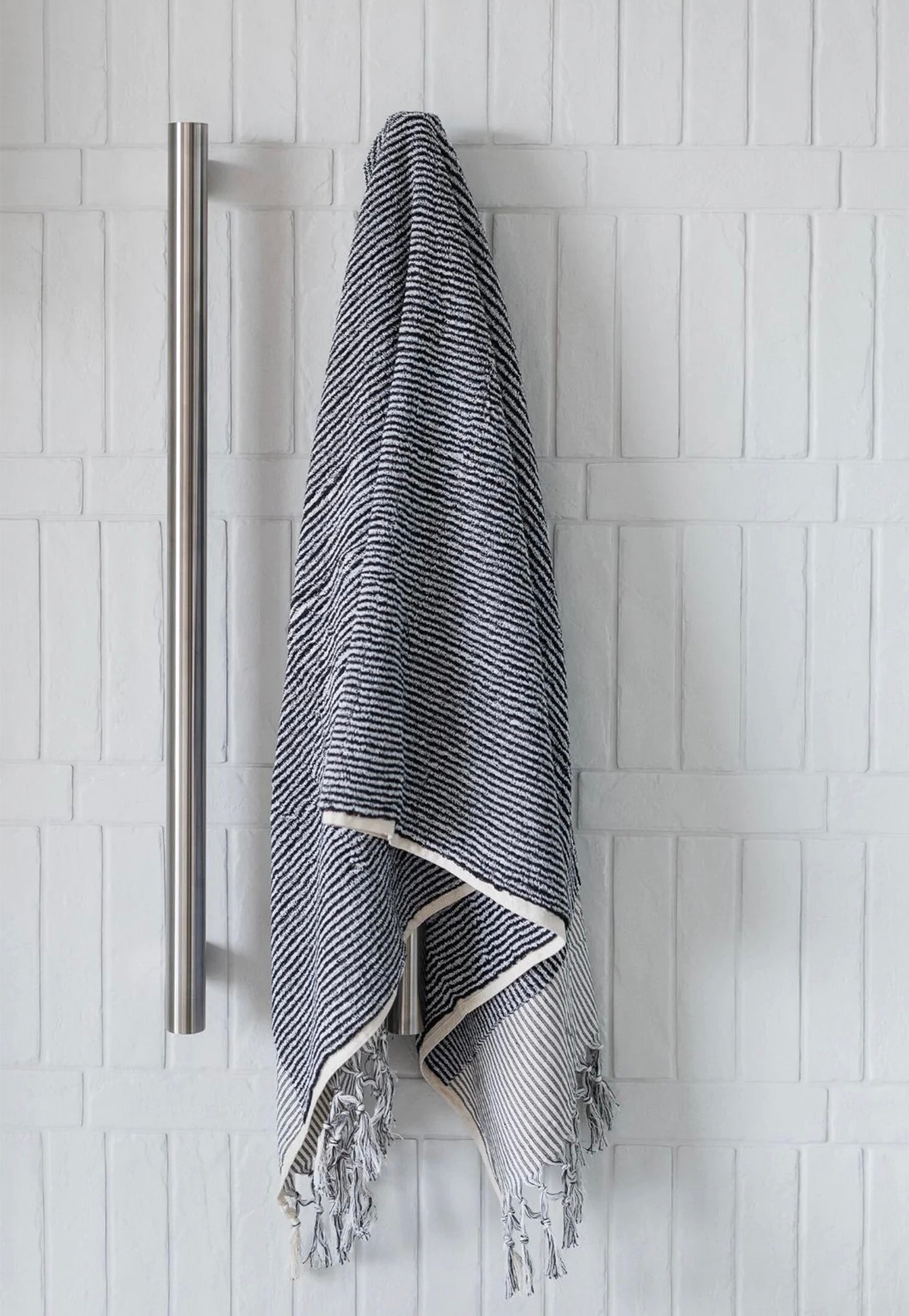 Milan Organic Bath Towel - Black Stripe sold by Angel Divine