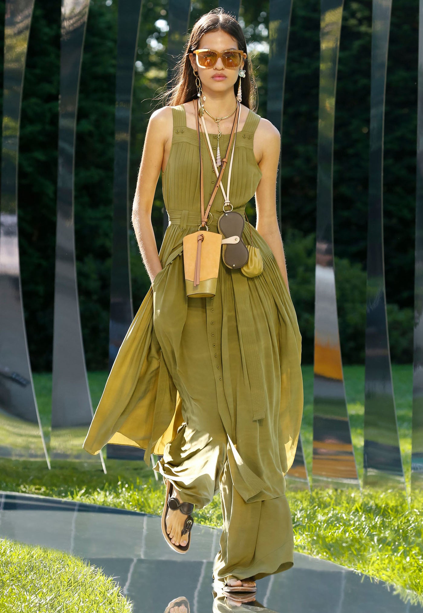 Paloma Ruched Pochette - Olive sold by Angel Divine