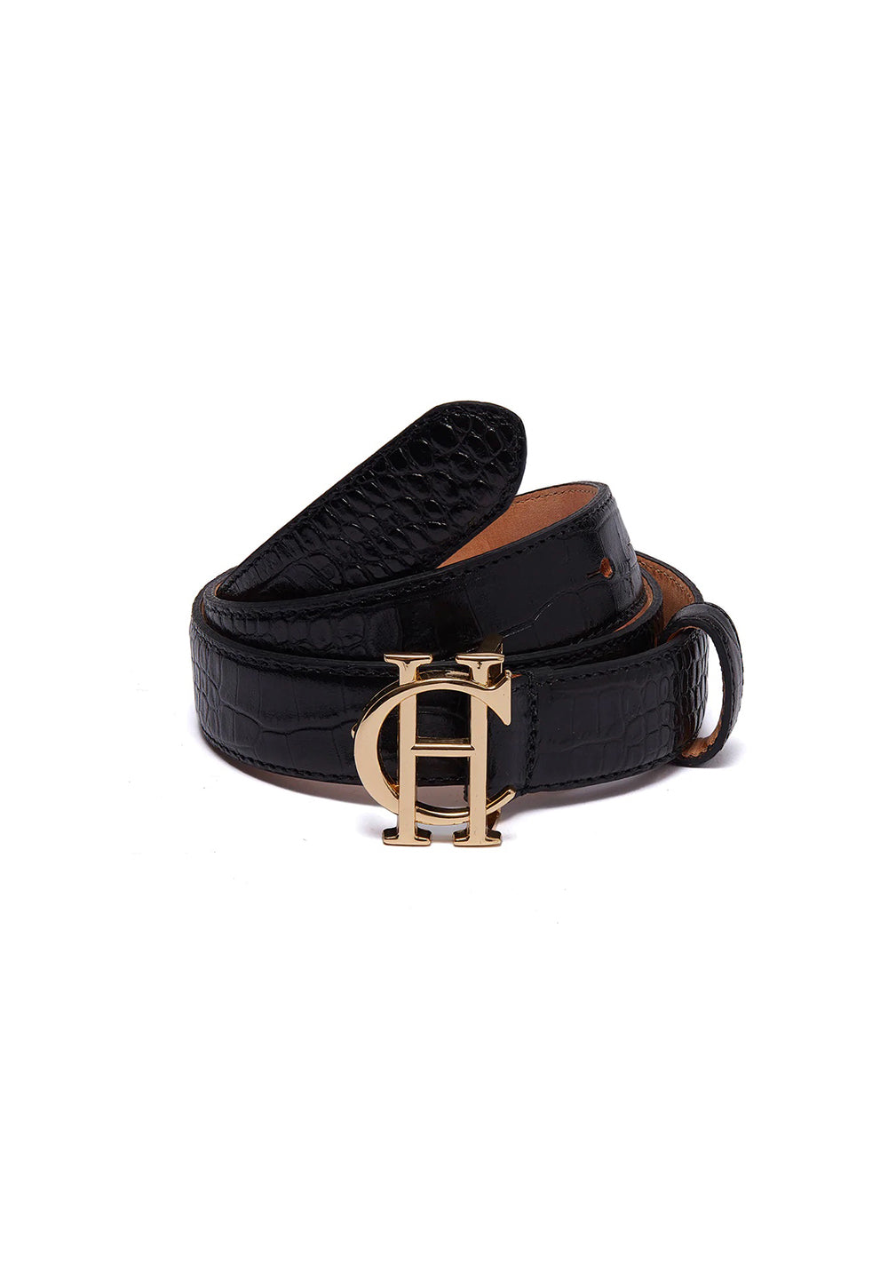 HC Classic Slim Belt - Black Croc sold by Angel Divine