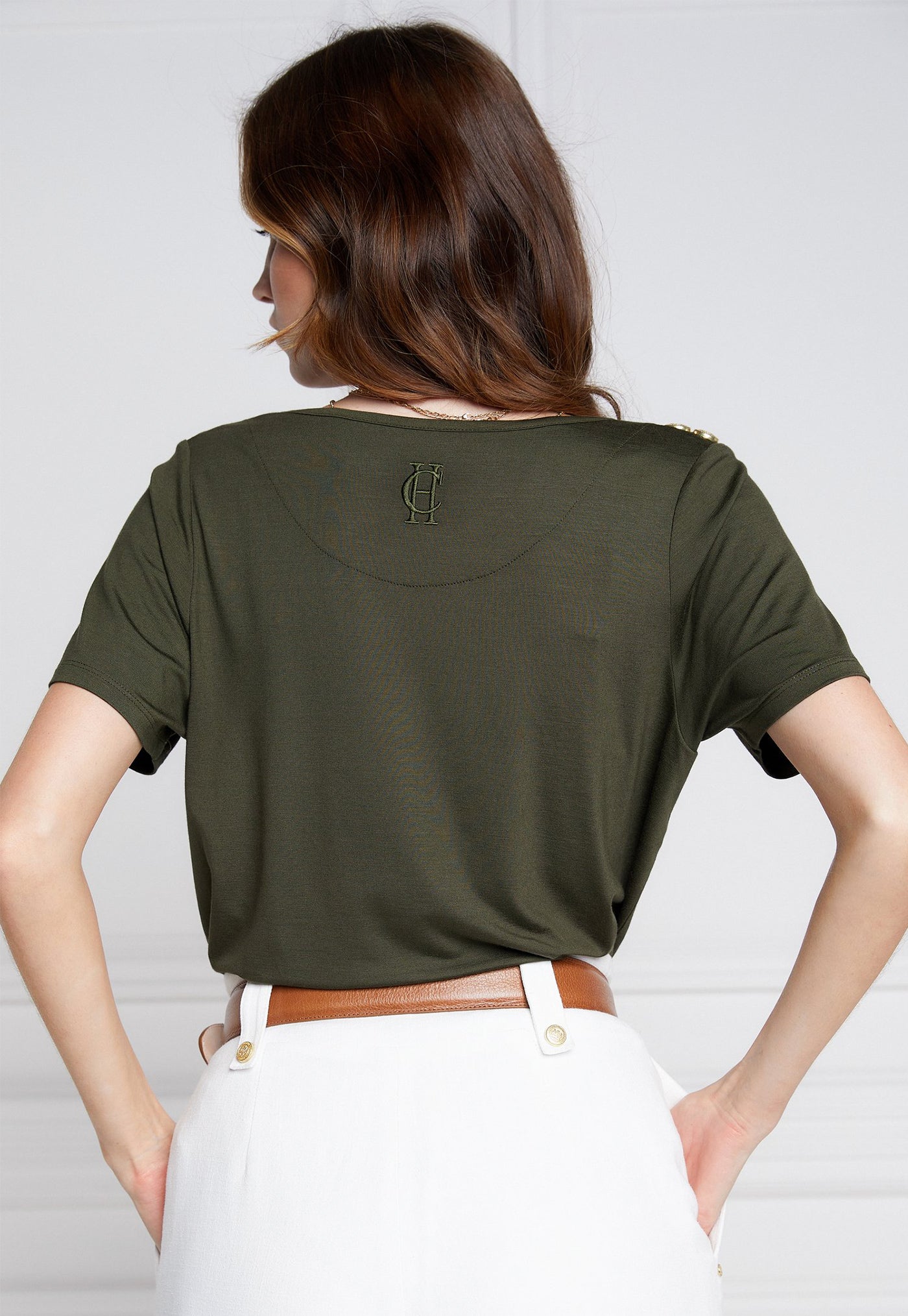Relaxed Fit V Neck Tee - Khaki sold by Angel Divine